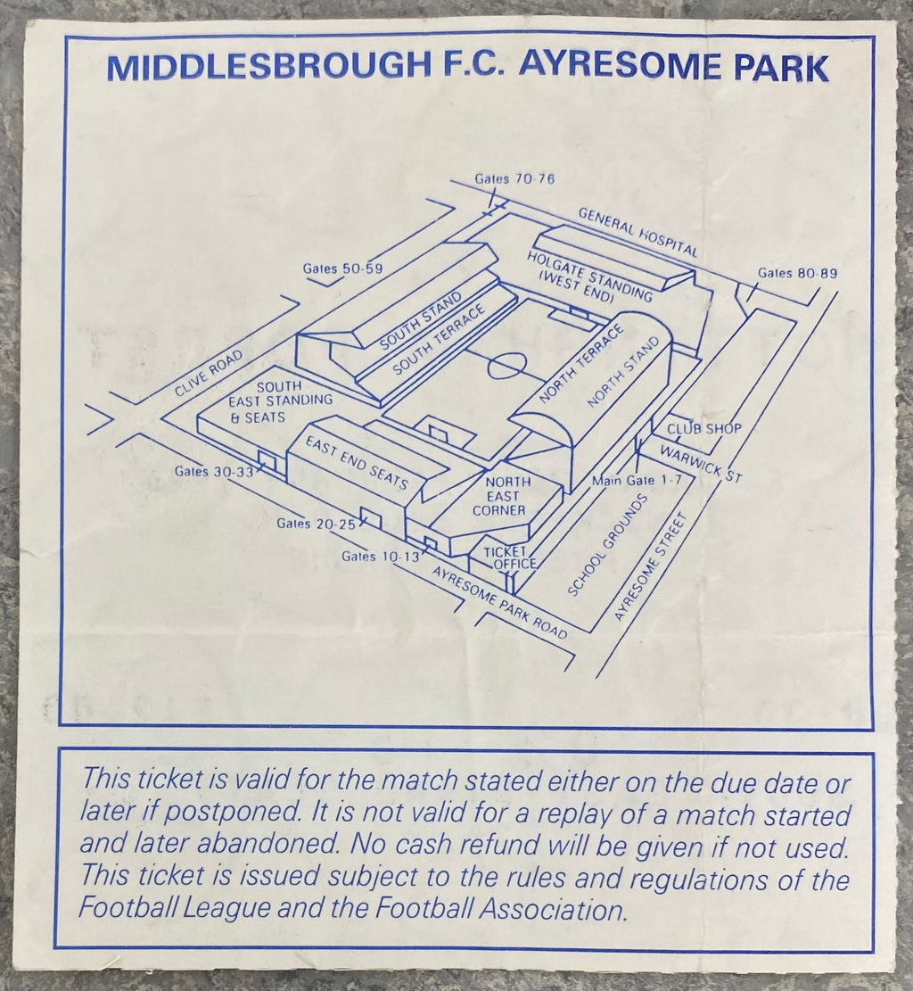 1992/93 ORIGINAL PREMIER LEAGUE TICKET MIDDLESBROUGH V NOTTINGHAM FOREST