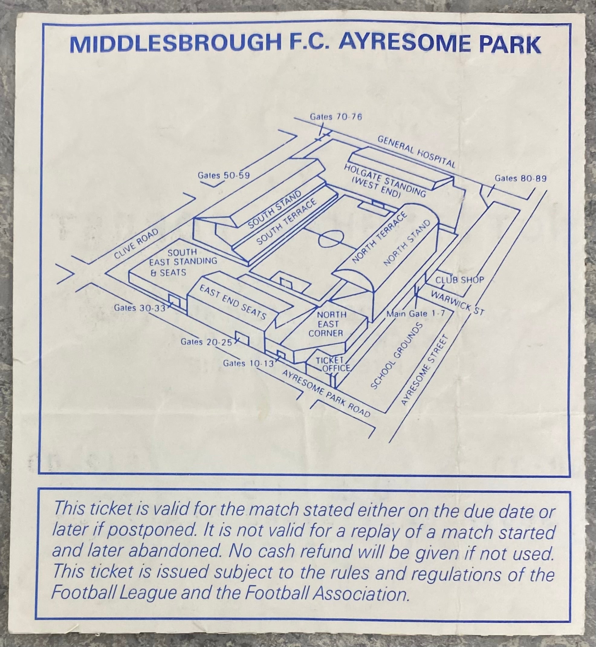 1992/93 ORIGINAL PREMIER LEAGUE TICKET MIDDLESBROUGH V NOTTINGHAM FOREST
