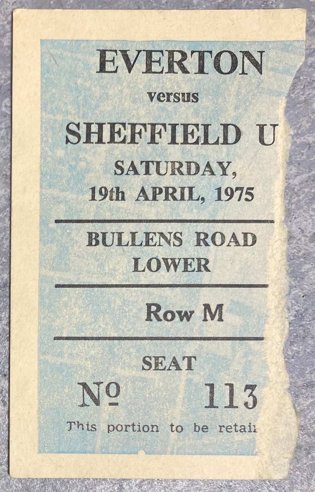 1974/75 ORIGINAL DIVISION ONE TICKET EVERTON V SHEFFIELD UNITED