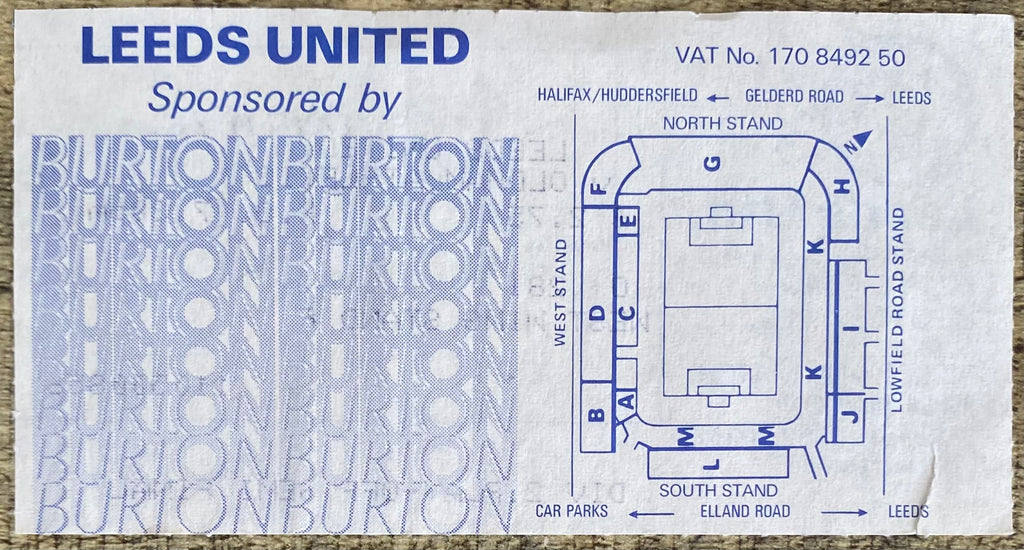 1986/87 ORIGINAL DIVISION 2 PLAY OFF SEMI FINAL 1ST LEG TICKET LEEDS UNITED V OLDHAM ATHLETIC
