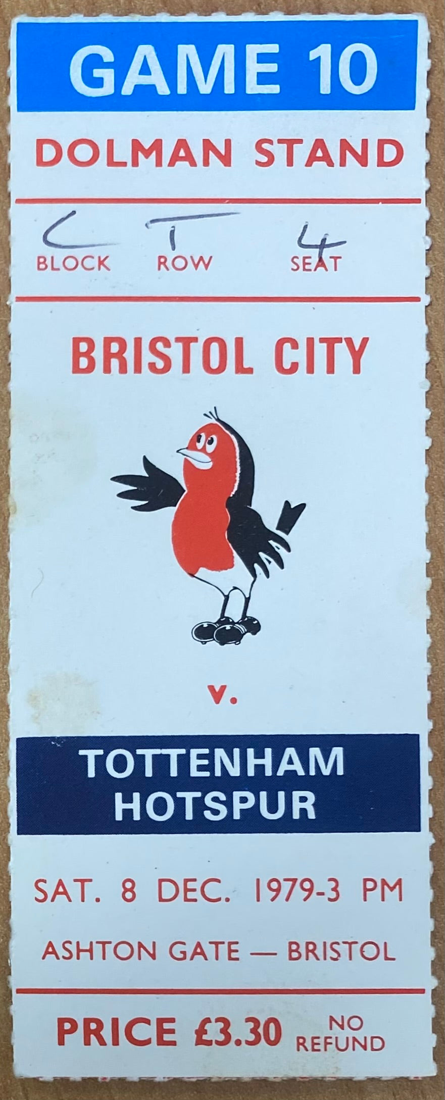 1979/80 ORIGINAL DIVISION ONE TICKET BRISTOL CITY V TOTTENHAM HOTSPUR