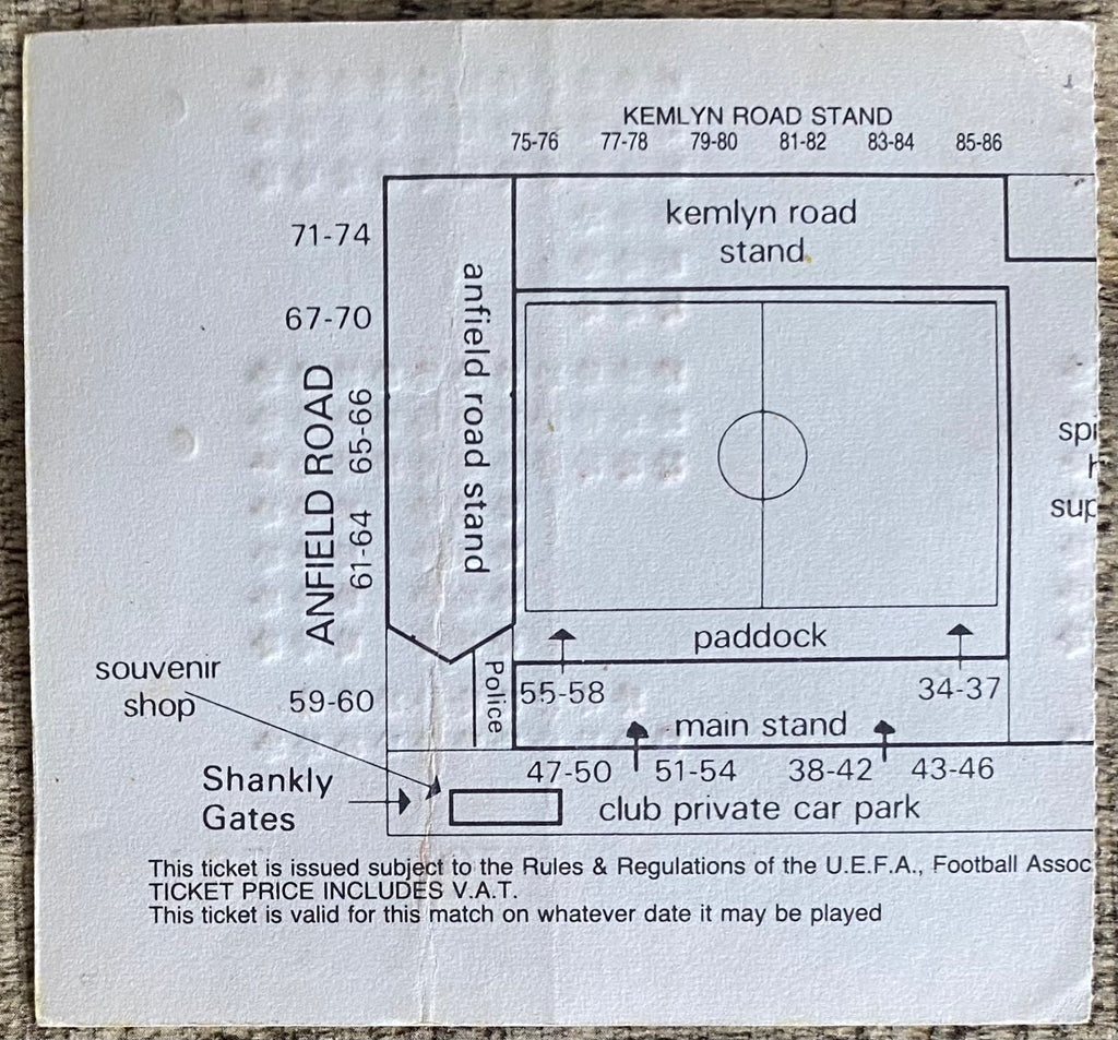 1991/92 ORIGINAL UEFA CUP QUARTER FINAL 2ND LEG  TICKET LIVERPOOL V GENOA 1893