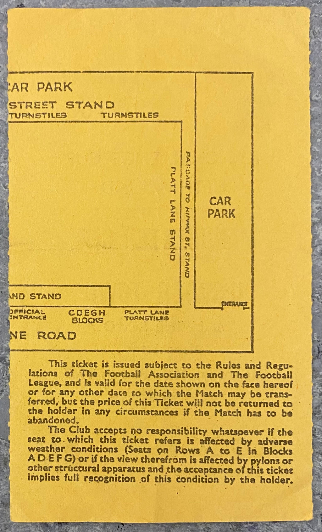 1966/67 ORIGINAL FA CUP 5TH ROUND TICKET MANCHESTER CITY V IPSWICH TOWN