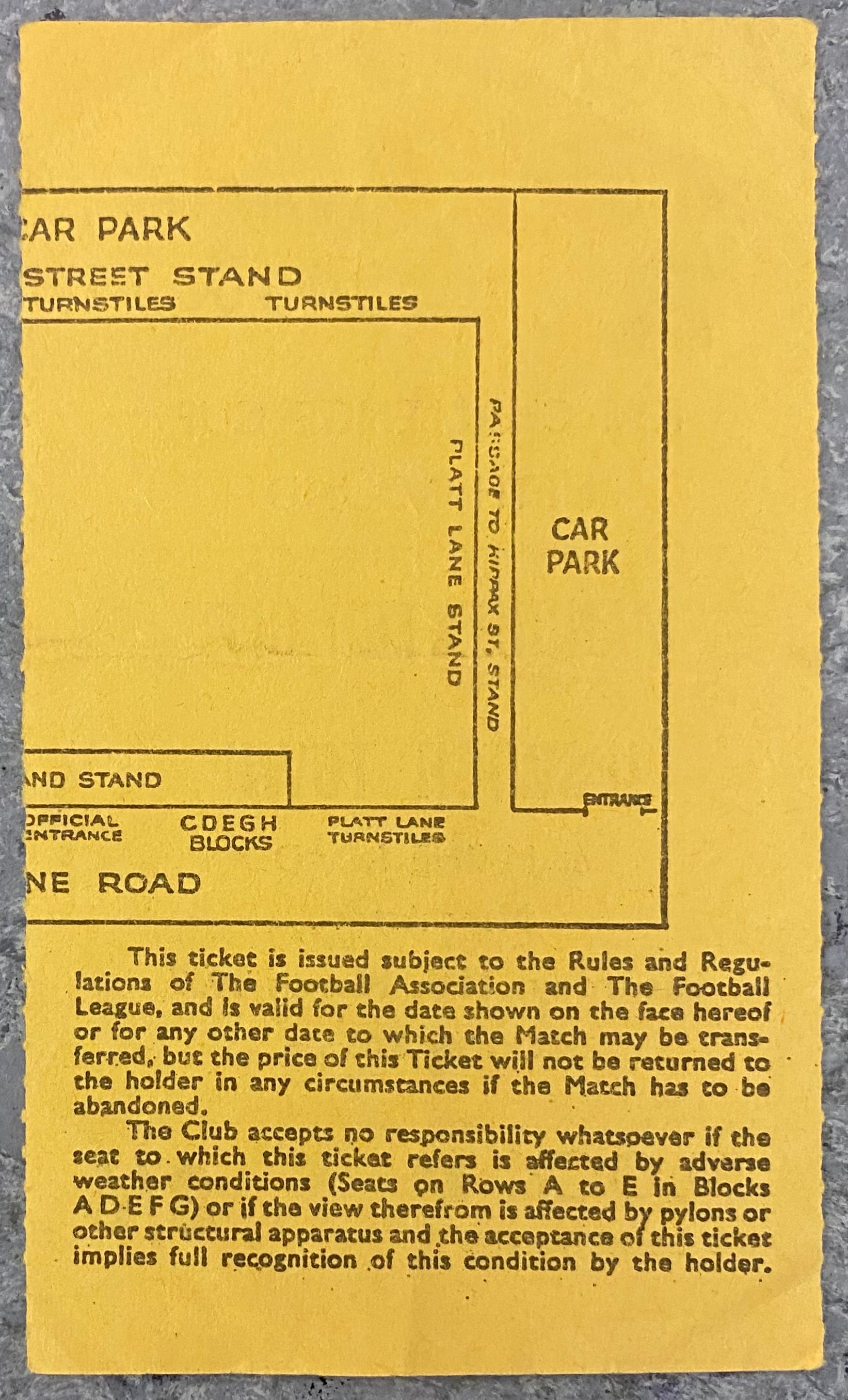 1966/67 ORIGINAL FA CUP 5TH ROUND TICKET MANCHESTER CITY V IPSWICH TOWN