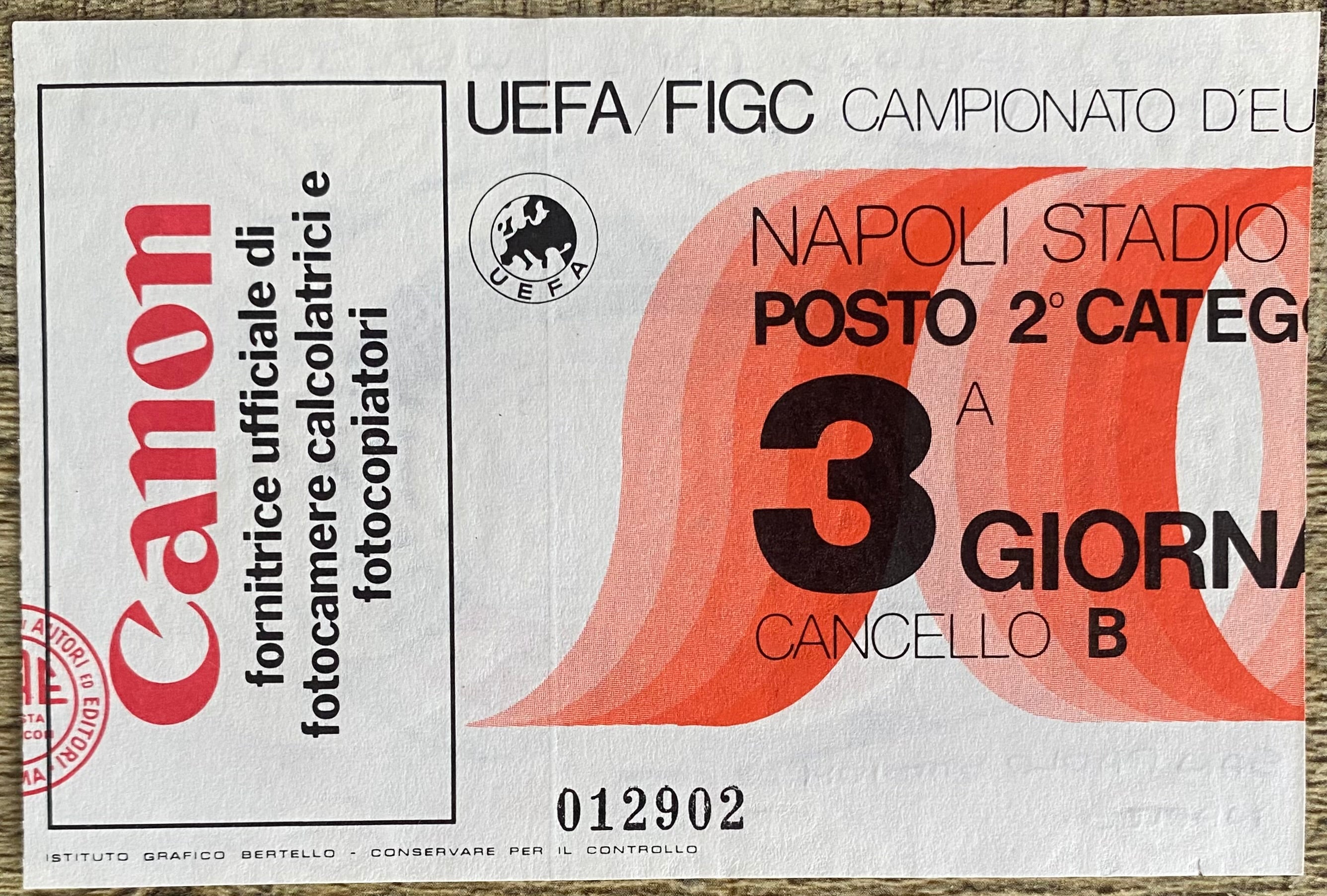 1980 ORIGINAL EUROPEAN CHAMPIONSHIPS 1ST ROUND TICKET SPAIN V ENGLAND @ TURIN