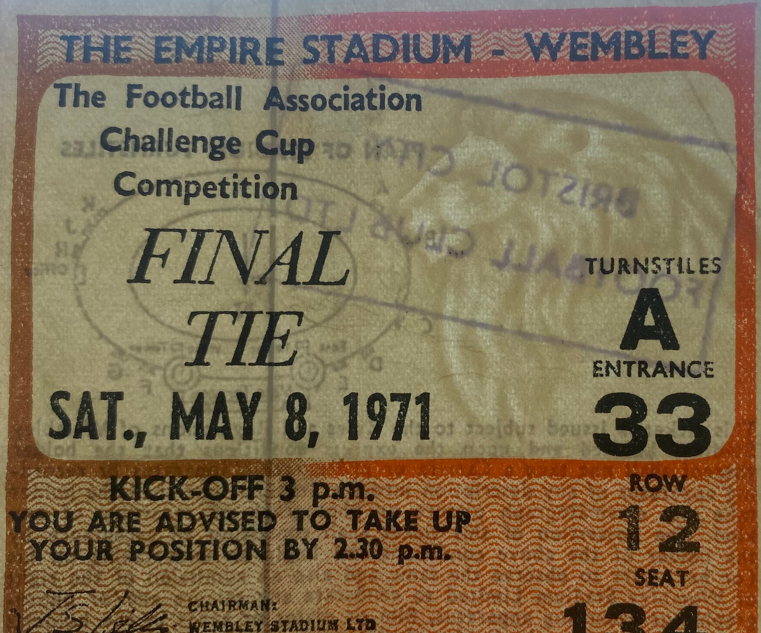 1971 ORIGINAL FA CUP FINAL TICKET ARSENAL V LIVERPOOL