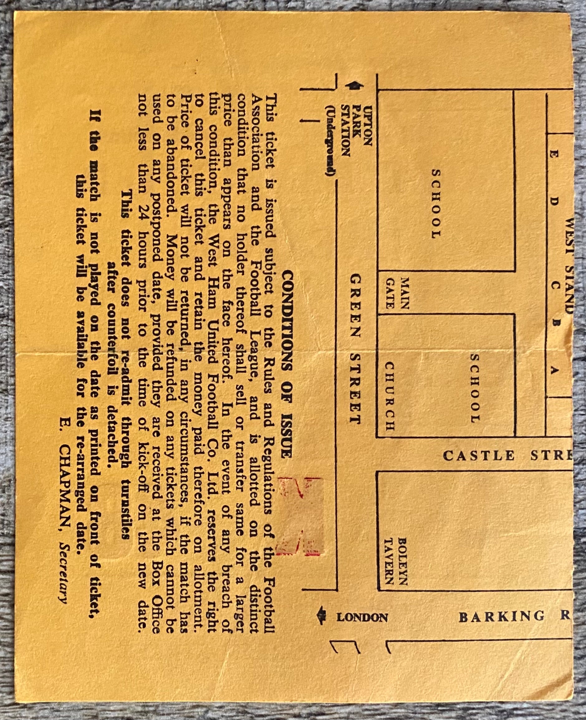 1973/74 ORIGINAL LEAGUE CUP 2ND ROUND TICKET WEST HAM UNITED V LIVERPOOL