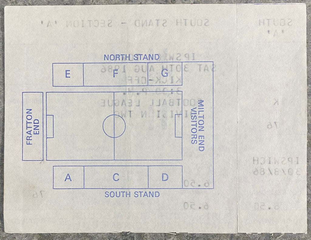 1986/87 ORIGINAL DIVISION 2 UNUSED TICKET PORTSMOUTH V IPSWICH TOWN