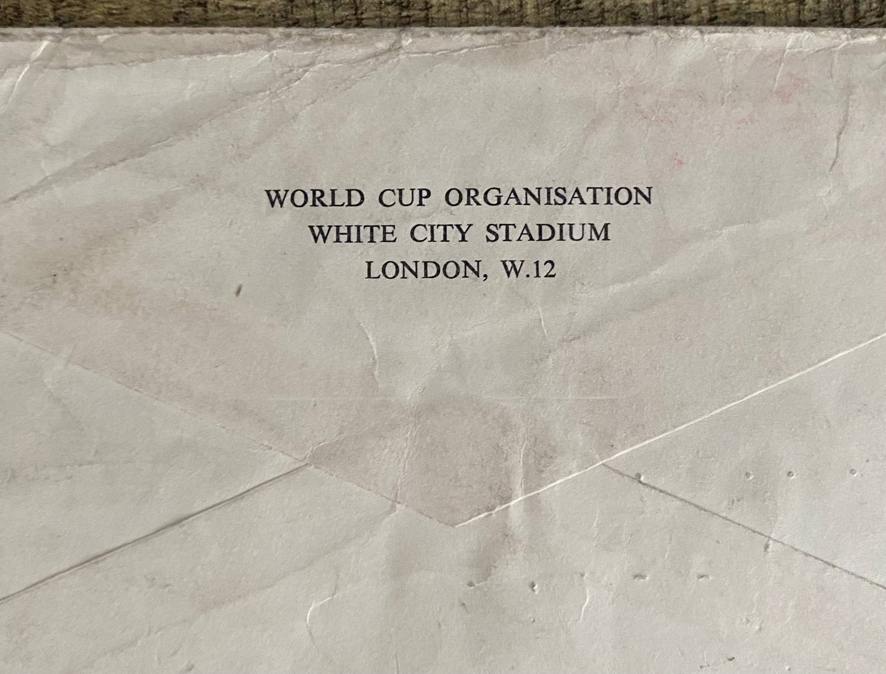 1966 WORLD CUP ORIGINAL OFFICIAL LETTER (WHITE CITY TICKET SALES) APR 1965 & ORIGINAL ENVELOPE