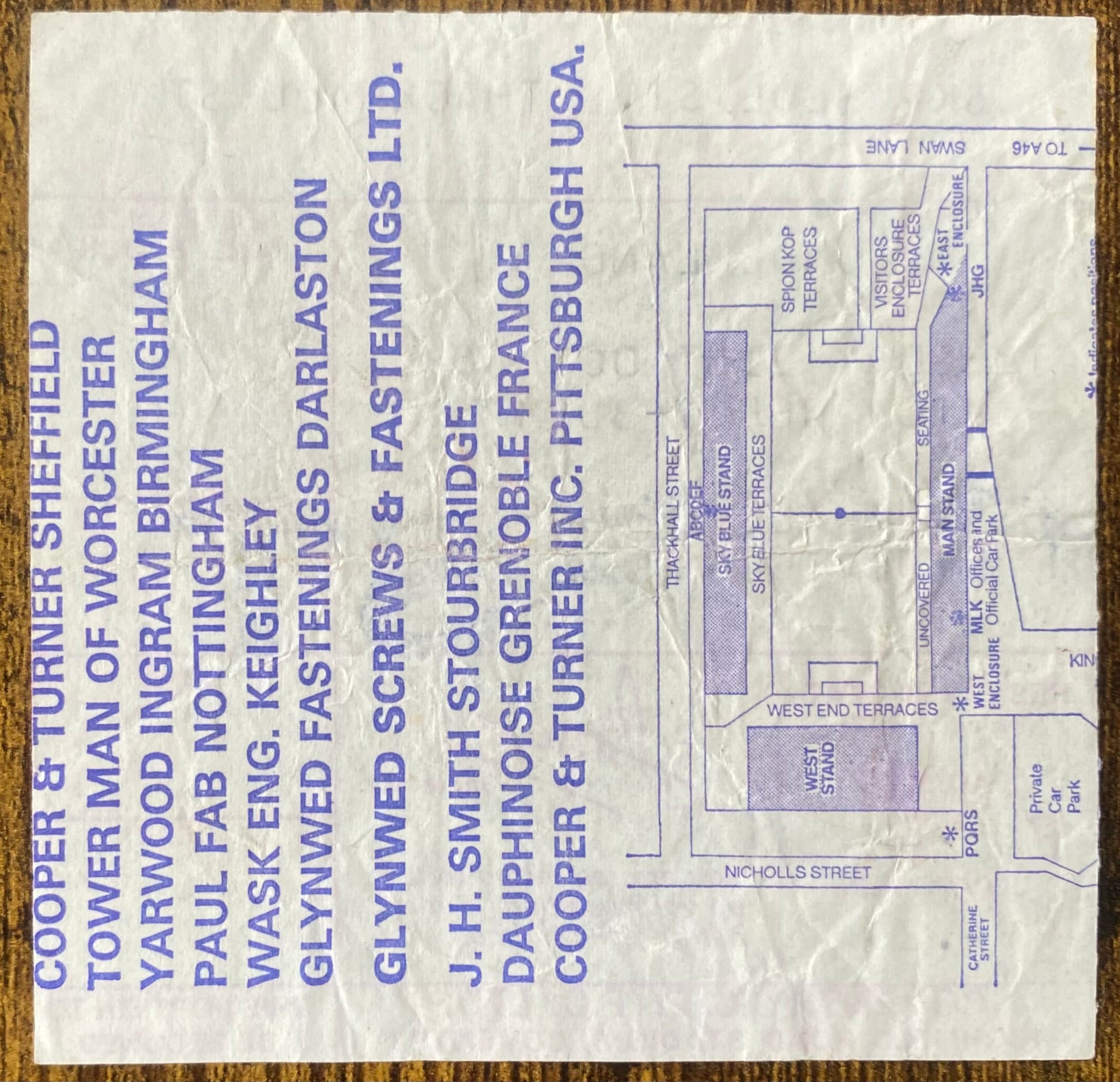 1980/81 ORIGINAL DIVISION 1 TICKET COVENTRY CITY V SUNDERLAND