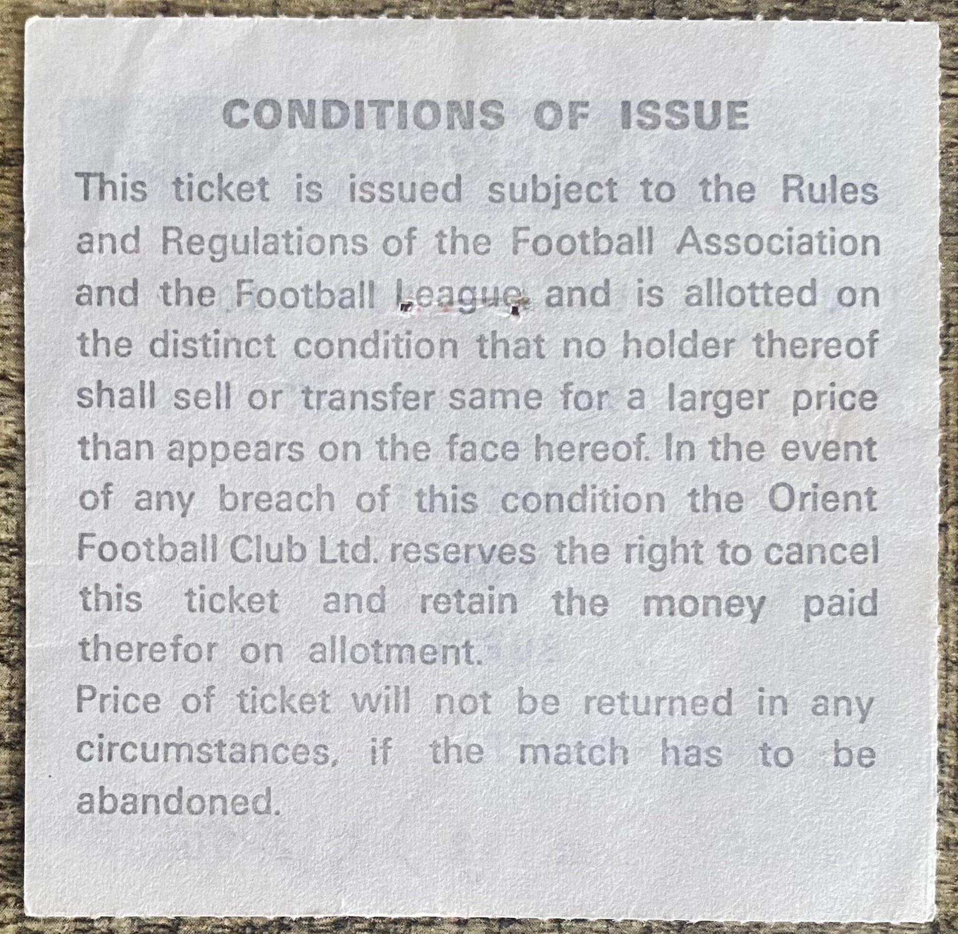 1978/79 ORIGINAL DIVISION 2 TICKET ORIENT V BURNLEY