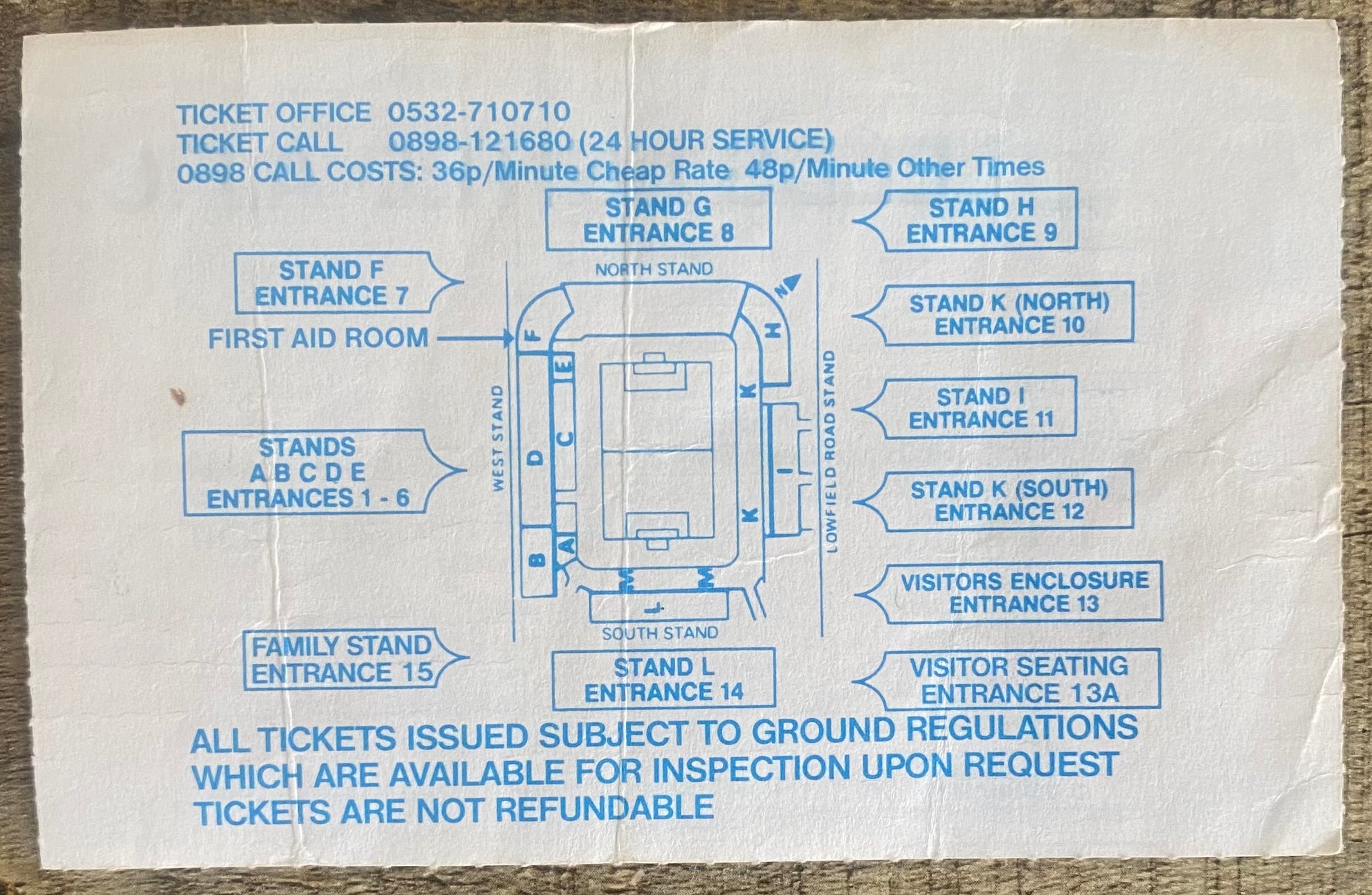 1991/92 ORIGINAL DIVISION 1 TICKET LEEDS UNITED V WEST HAM UNITED