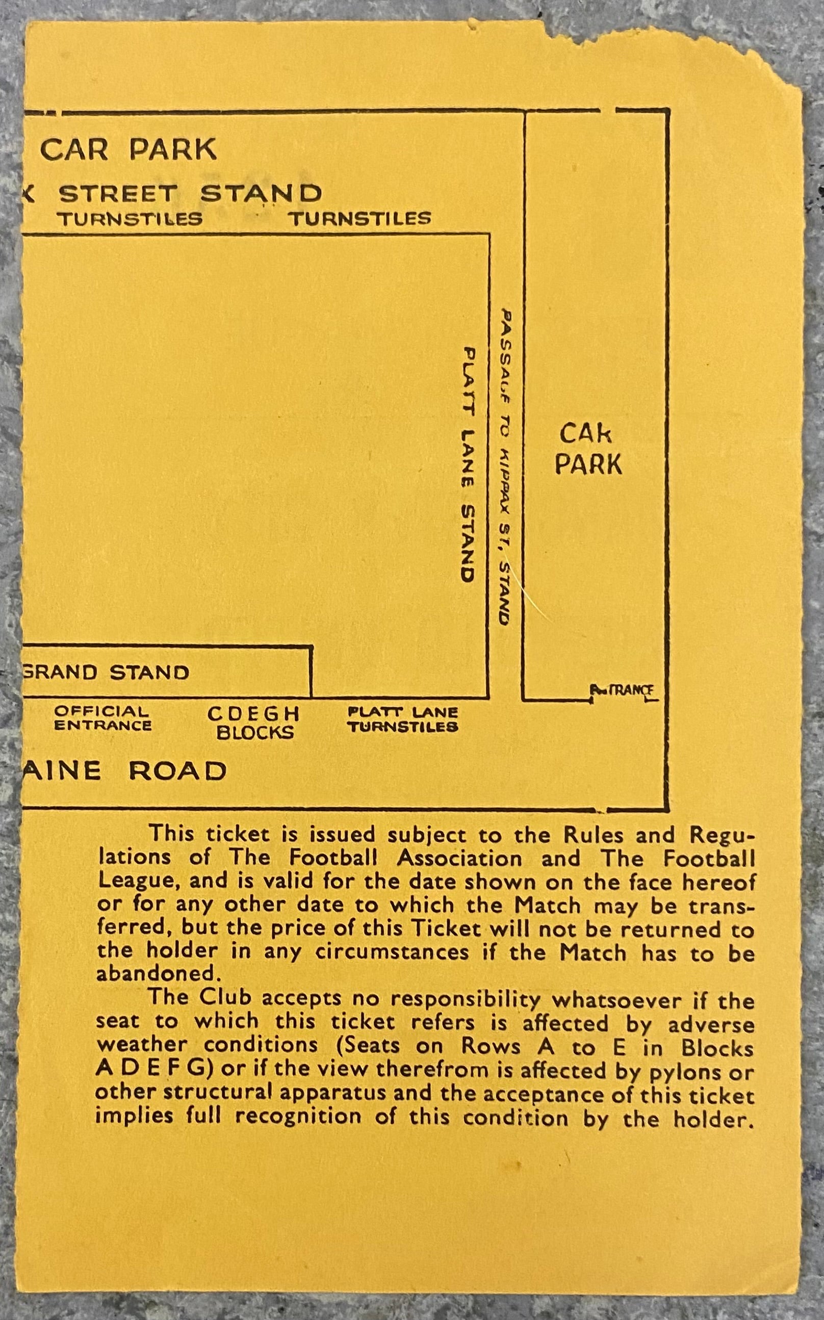 1961/62 ORIGINAL DIVISION 1 TICKET MANCHESTER CITY V SHEFFIELD UNITED