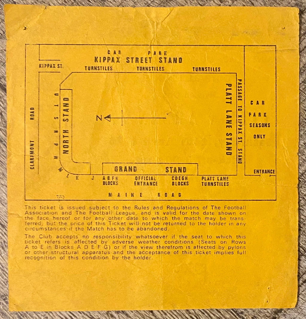 1975/76 ORIGINAL DIVISION 1 TICKET MANCHESTER CITY V ARSENAL