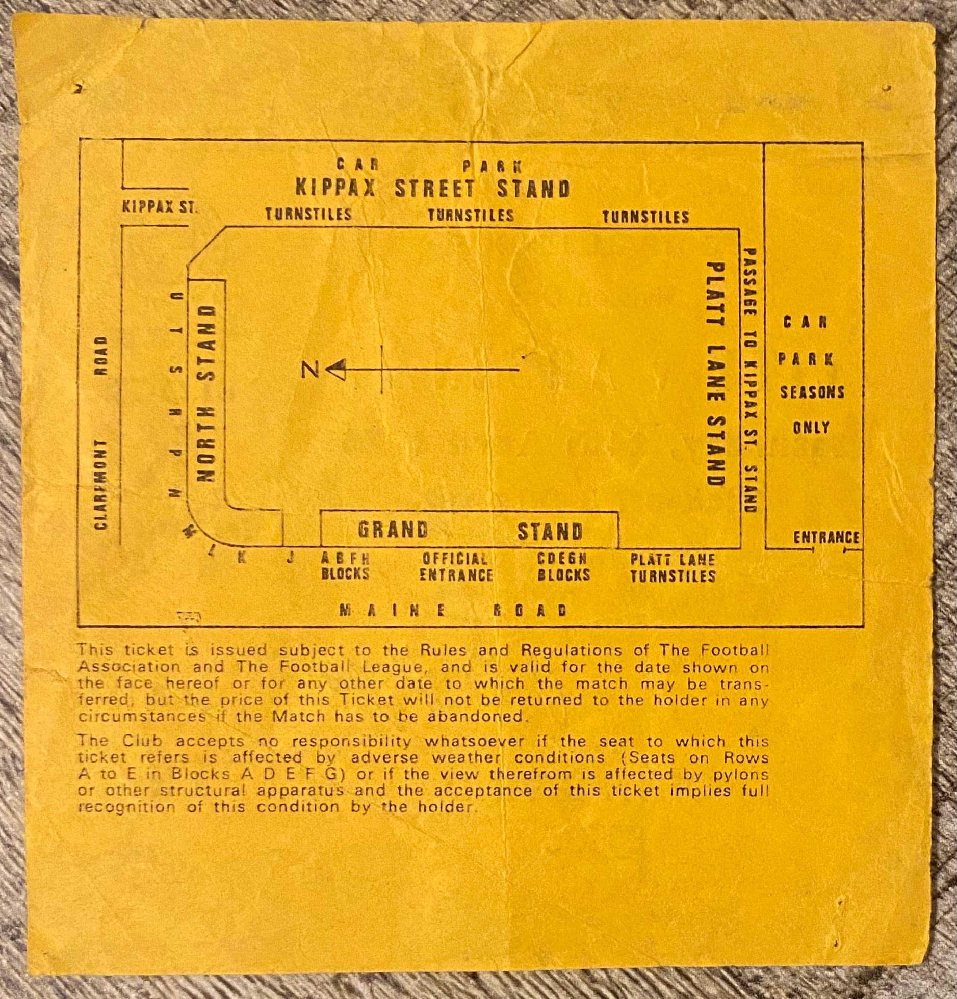1975/76 ORIGINAL DIVISION 1 TICKET MANCHESTER CITY V ARSENAL
