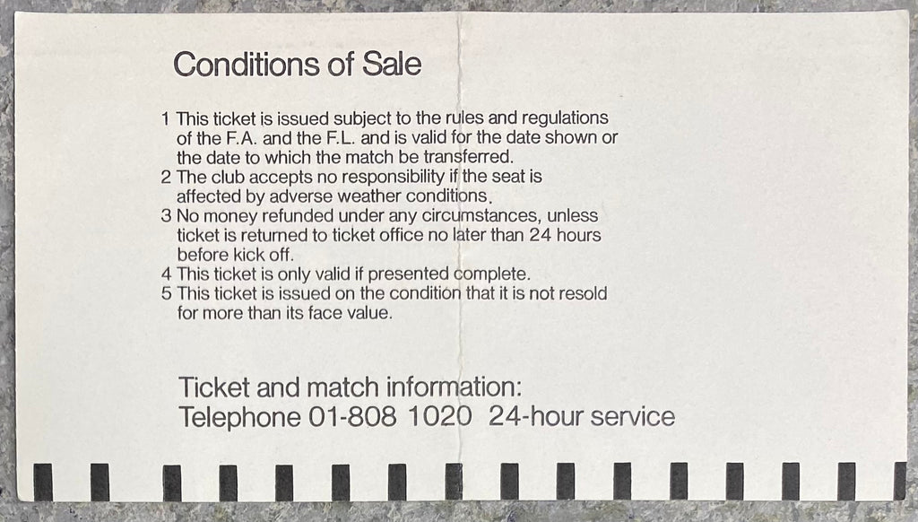 1983/84 ORIGINAL FA CUP 3RD ROUND REPLAY TICKET TOTTENHAM HOTSPUR V FULHAM