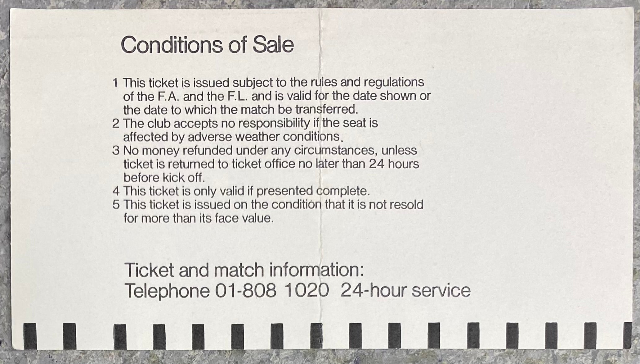 1983/84 ORIGINAL FA CUP 3RD ROUND REPLAY TICKET TOTTENHAM HOTSPUR V FULHAM
