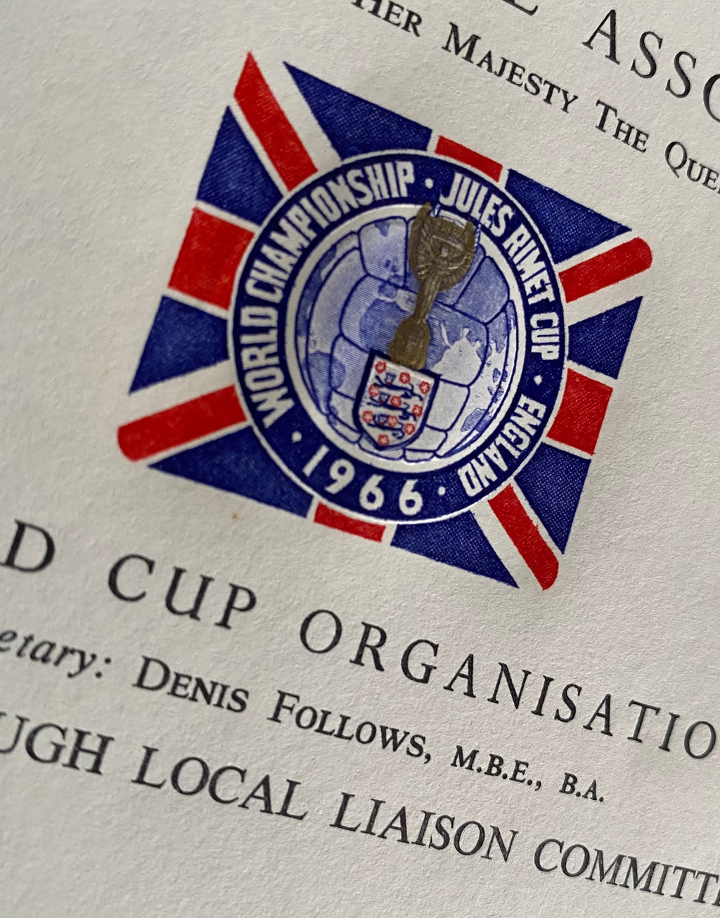 1966 WORLD CUP ORGANISATION ORIGINAL OFFICIAL UNUSED LETTER AYRESOME PARK
