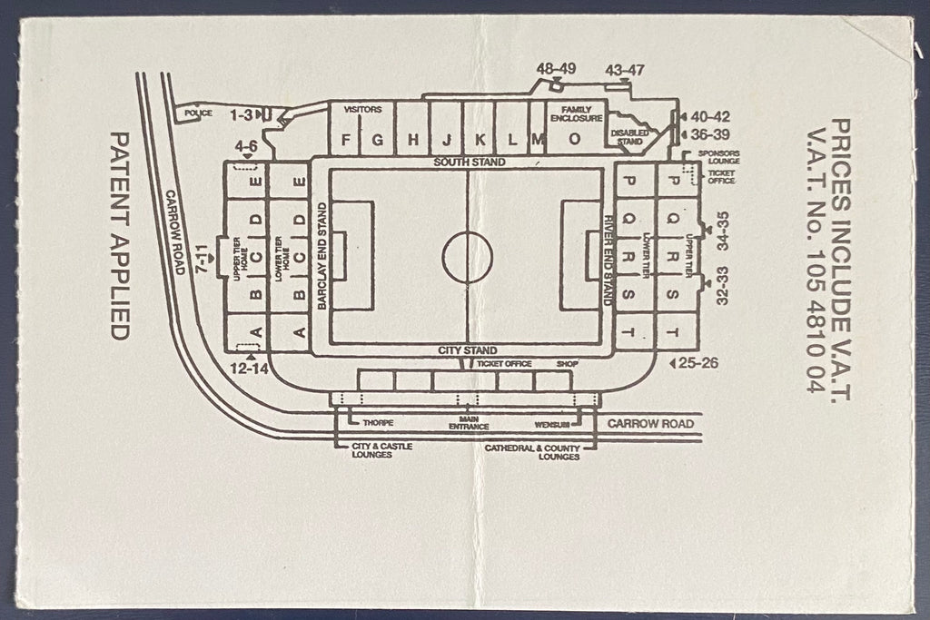 1994/95 ORIGINAL FA PREMIERSHIP TICKET NORWICH CITY V ASTON VILLA