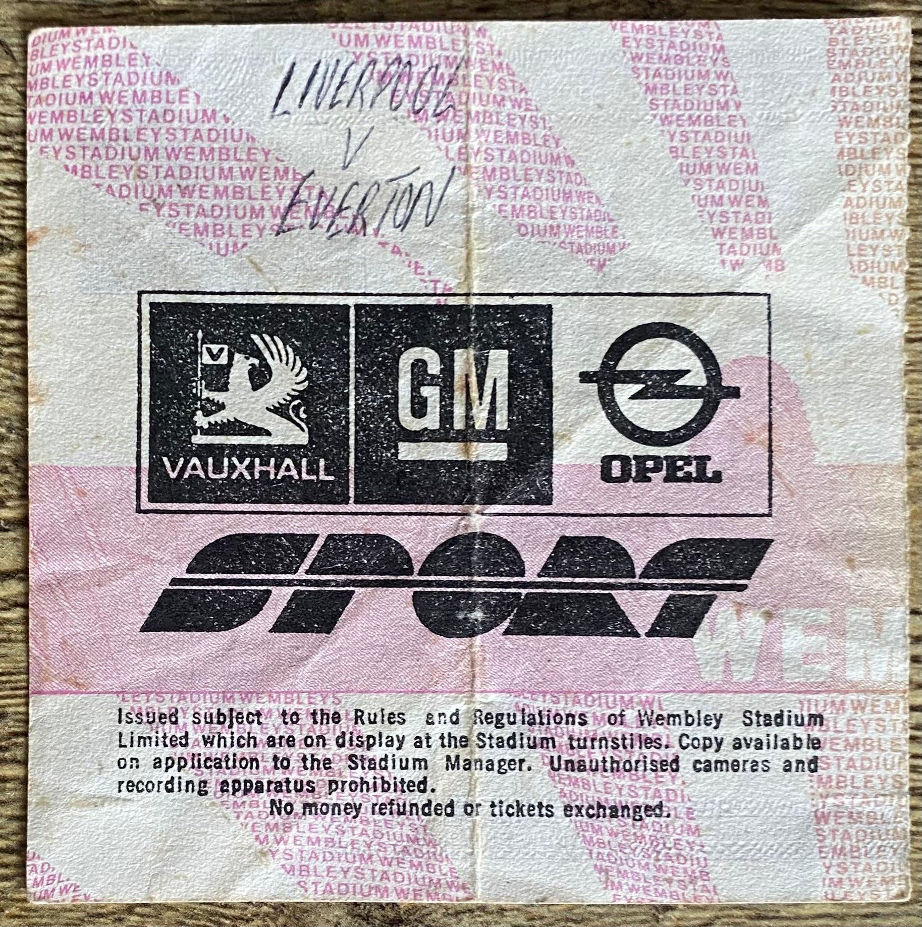 1986 ORIGINAL CHARITY SHIELD TICKET LIVERPOOL V EVERTON