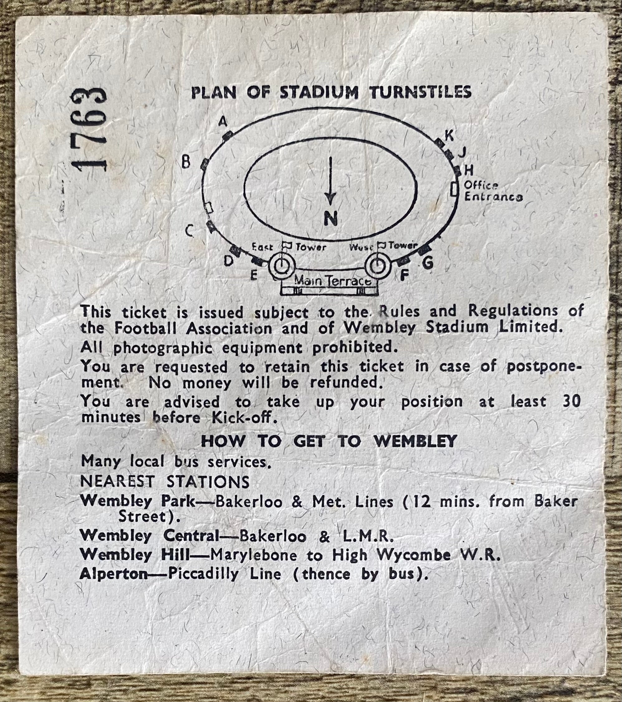 1966 ORIGINAL WORLD CUP 1ST ROUND TICKET ENGLAND V URUGUAY @ WEMBLEY