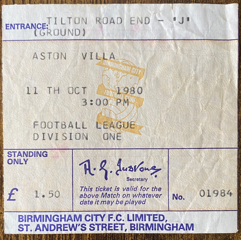 1980/81 ORIGINAL DIVISION 1 TICKET BIRMINGHAM CITY V ASTON VILLA