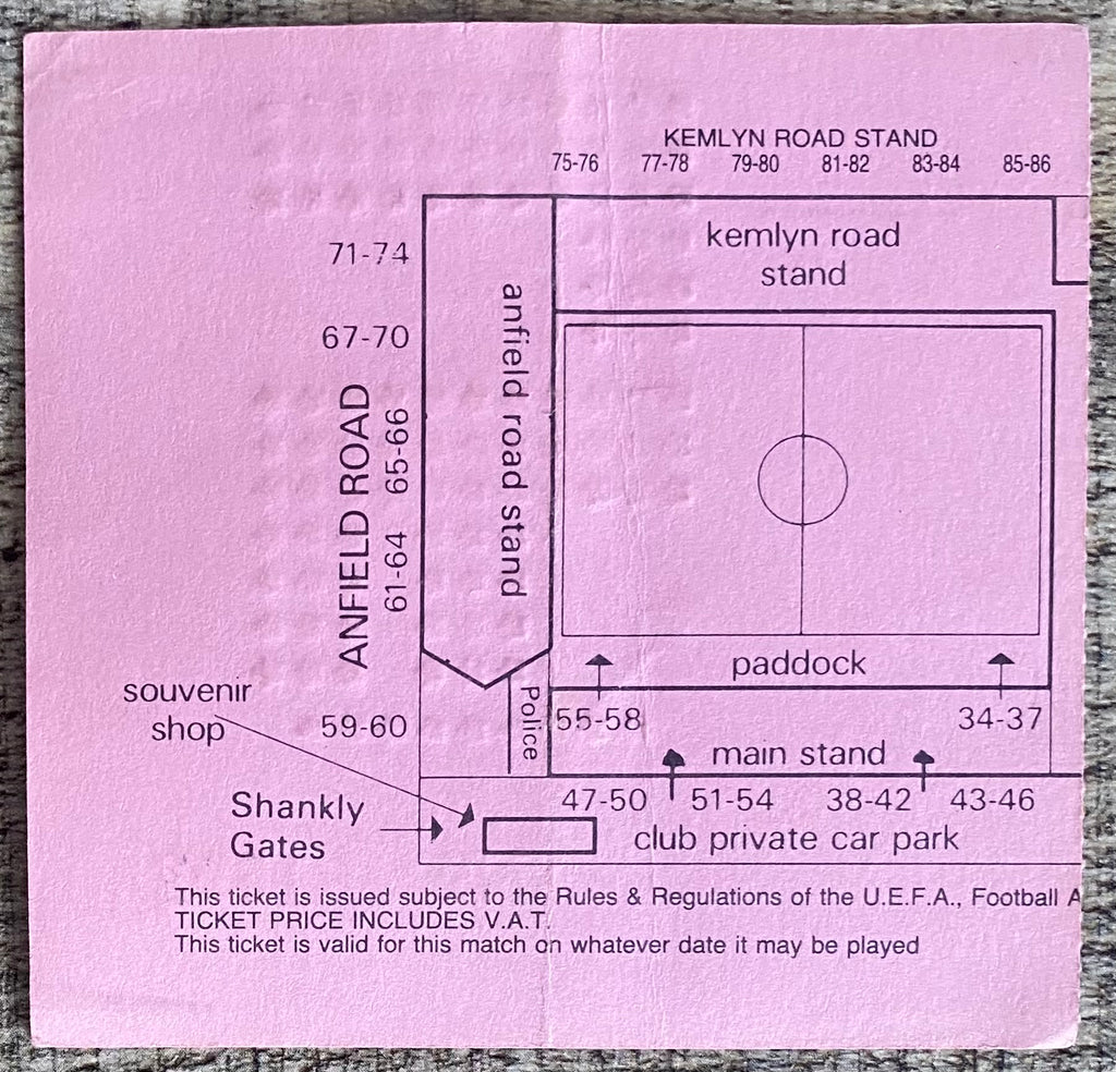 1991/92 ORIGINAL UEFA CUP 2ND ROUND 2ND LEG  TICKET LIVERPOOL V AUXERRE