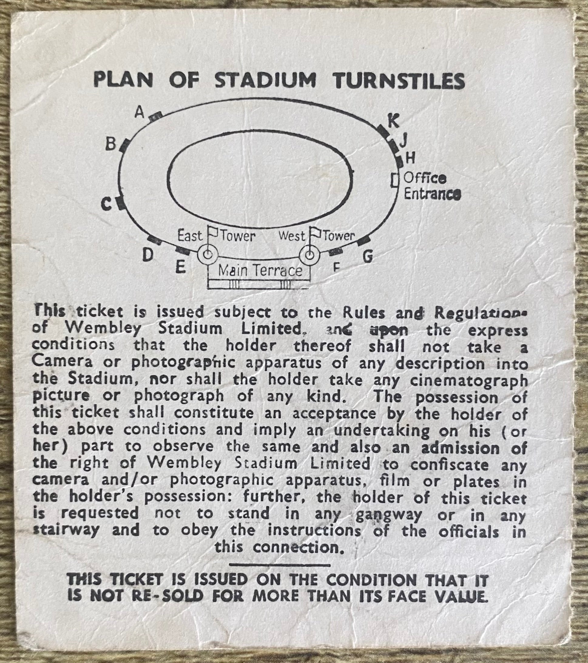 1966 ORIGINAL BRITISH HOME CHAMPIONSHIPS TICKET ENGLAND V WALES