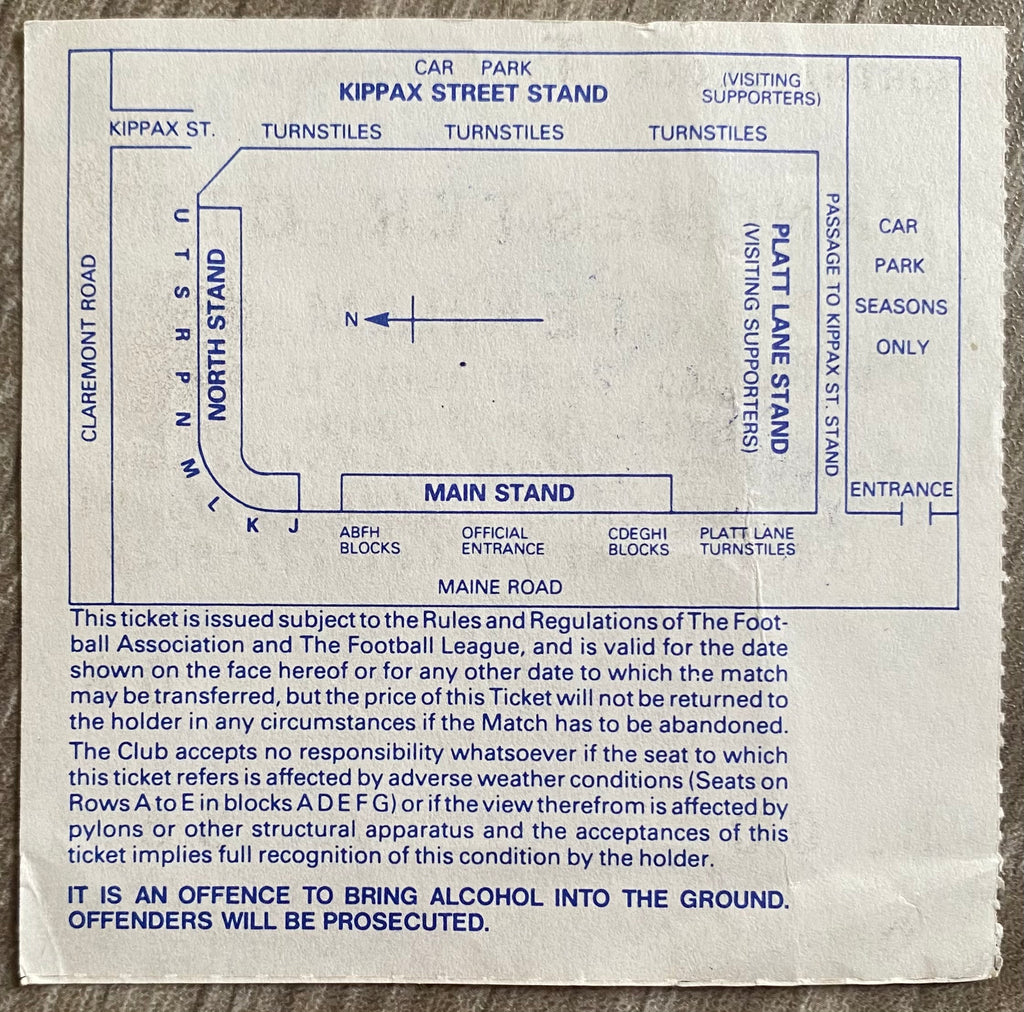 1989/90 ORIGINAL DIVISION ONE TICKET MANCHESTER CITY V TOTTENHAM HOTSPUR