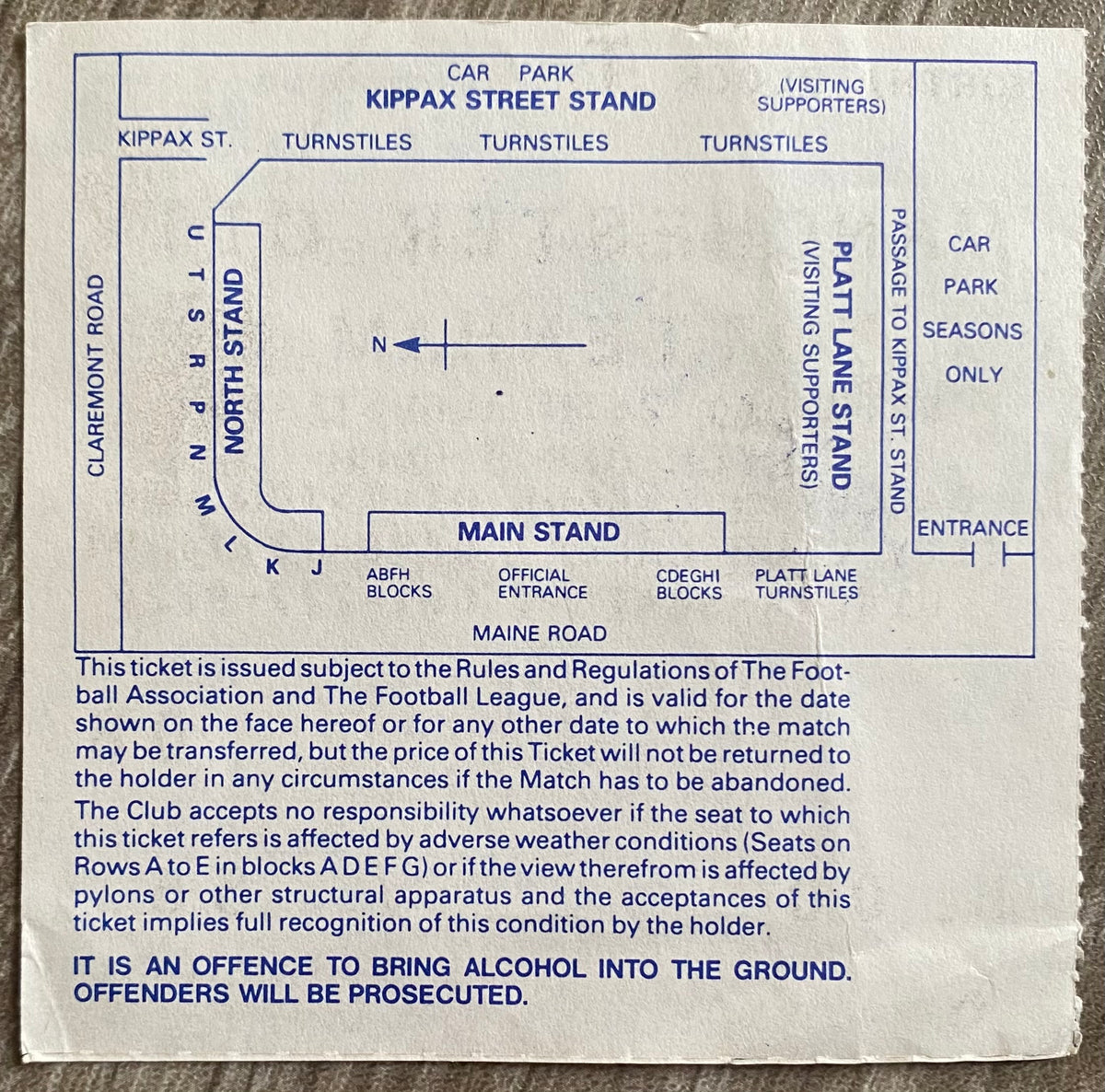 1989/90 ORIGINAL DIVISION ONE TICKET MANCHESTER CITY V TOTTENHAM HOTSPUR