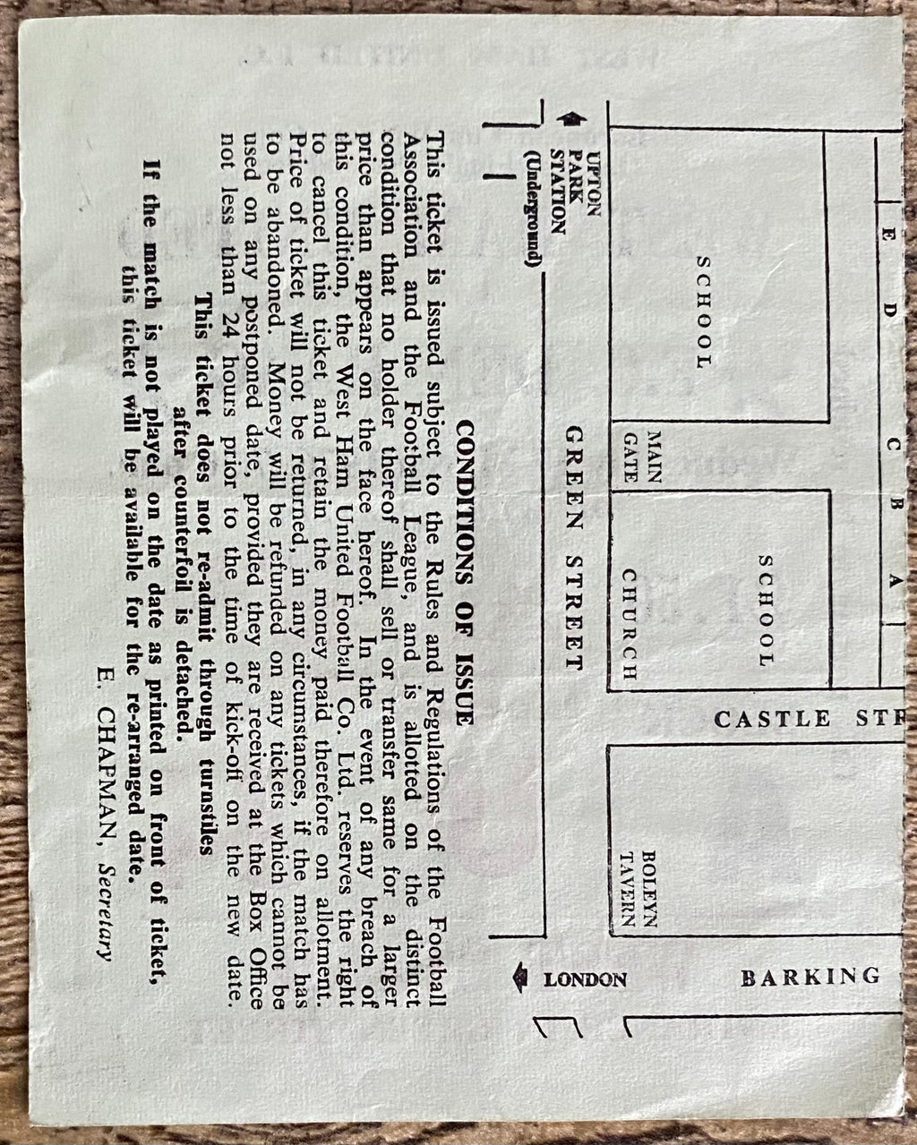 1975/76 ORIGINAL EUROPEAN CUP WINNERS CUP QUARTER FINAL 2ND LEG TICKET WEST HAM UNITED V FC DEN HAAG