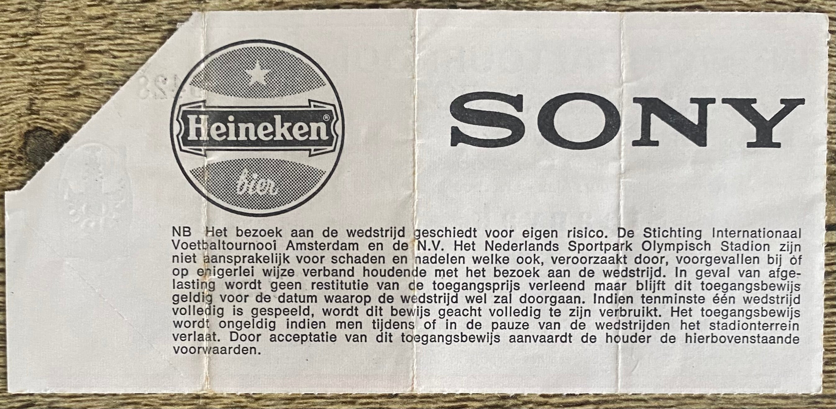 1977 ORIGINAL AMSTERDAM PRE SEASON TOURNAMENT SEMI FINAL TICKET LIVERPOOL V AJAX AND AZ 67 V BARCELONA