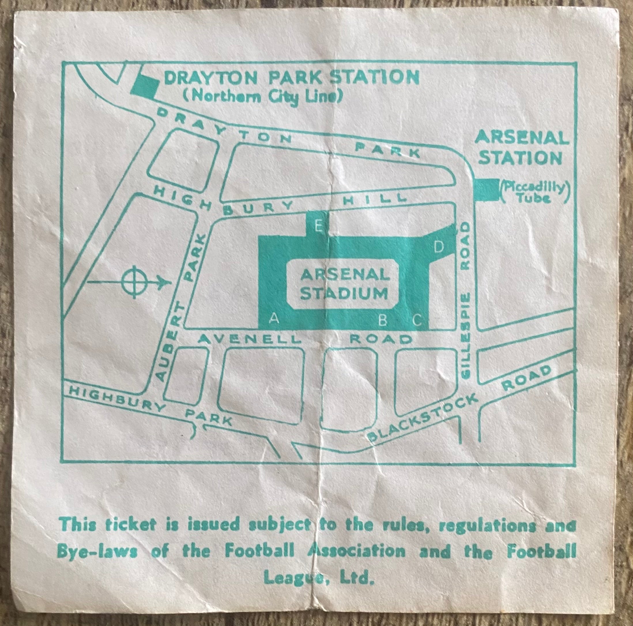 1980/81 ORIGINAL DIVISION 1 TICKET ARSENAL V ASTON VILLA