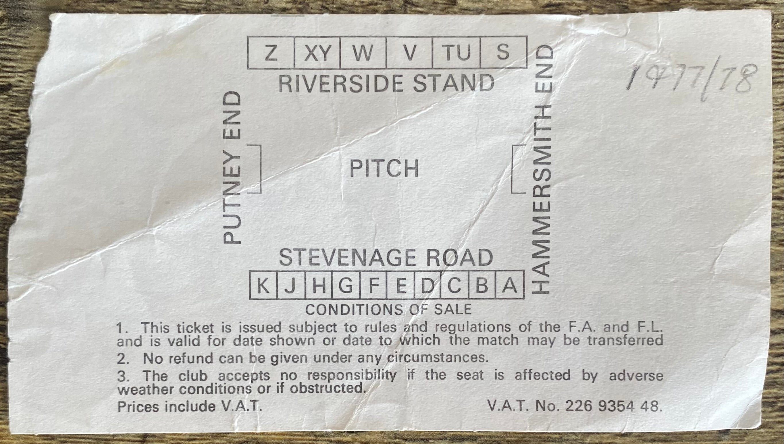 1976/77 ORIGINAL ANGLO SCOTTISH CUP TICKET FULHAM V CHELSEA