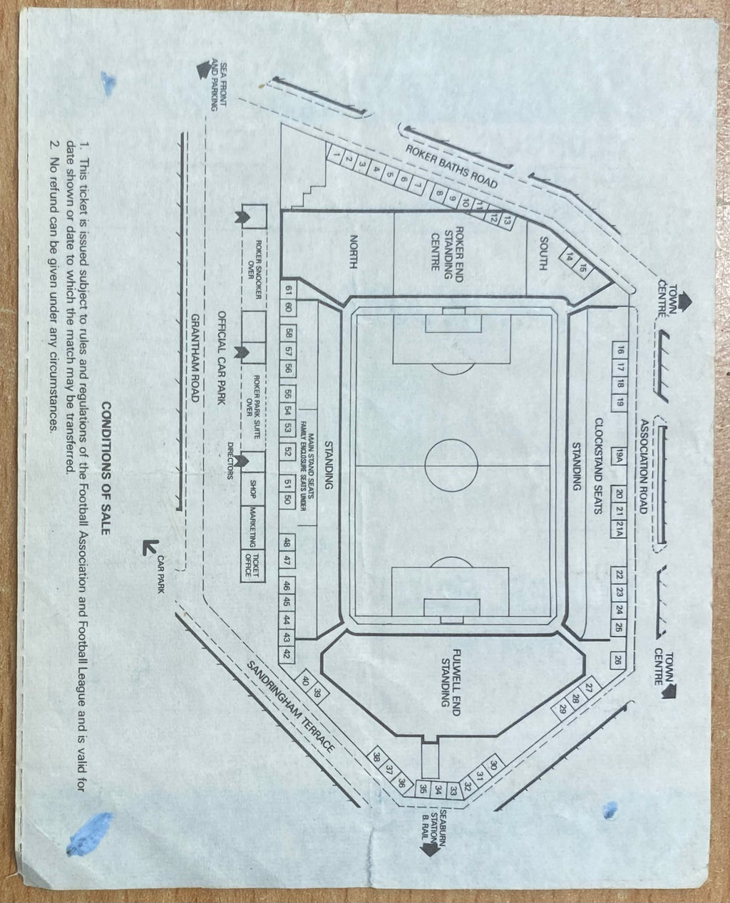 1992/93 ORIGINAL DIVISION 1 TICKET SUNDERLAND V PORTSMOUTH