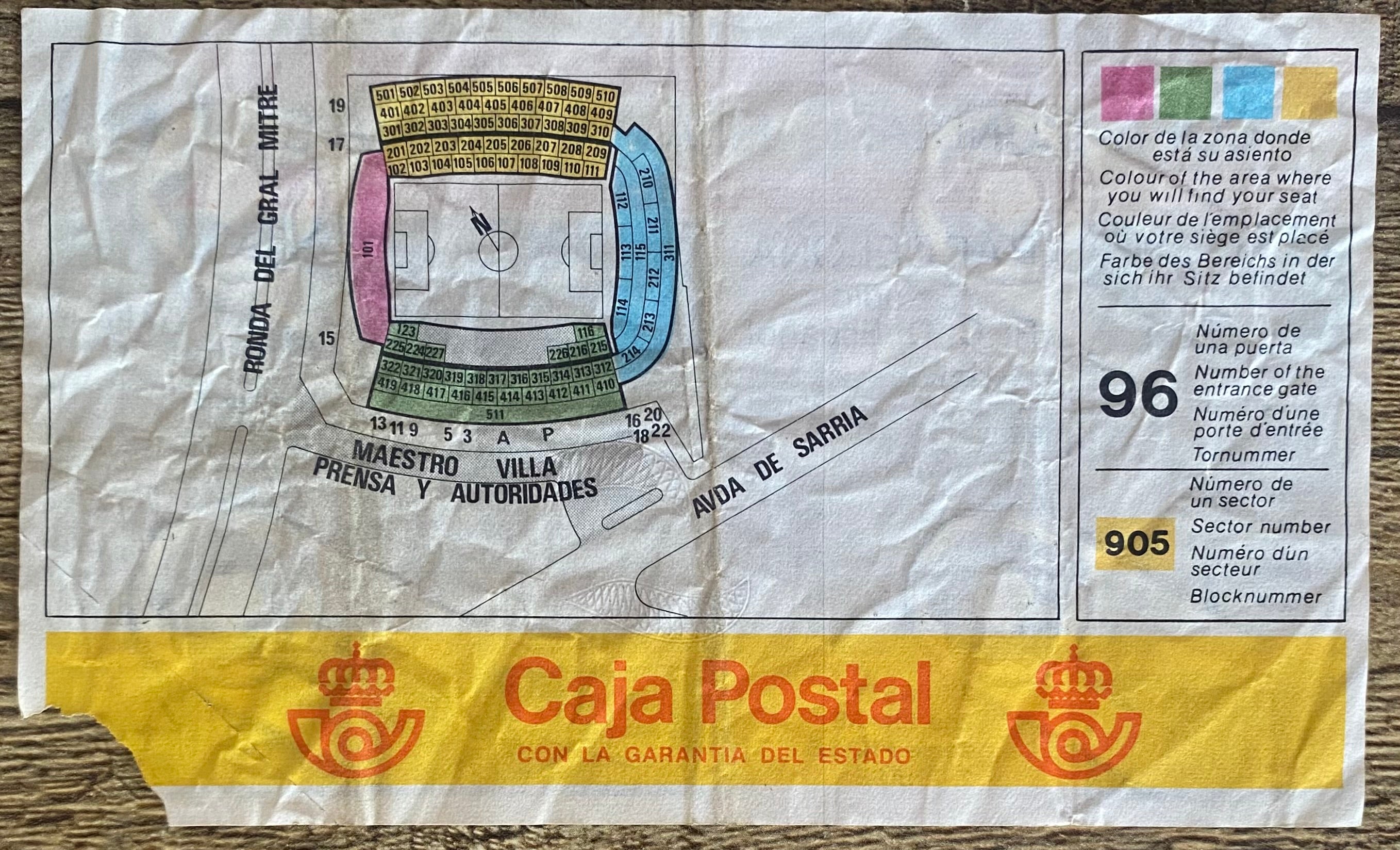 1982 ORIGINAL WORLD CUP 2ND PHASE TICKET ARGENTINA V BRAZIL @ BARCELONA