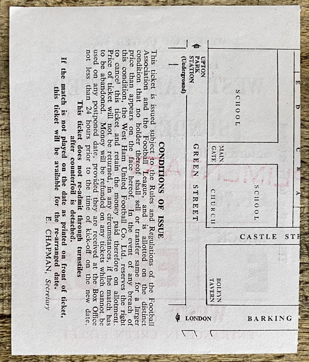 1978/79 ORIGINAL DIVISION 2 TICKET WEST HAM UNITED V SUNDERLAND