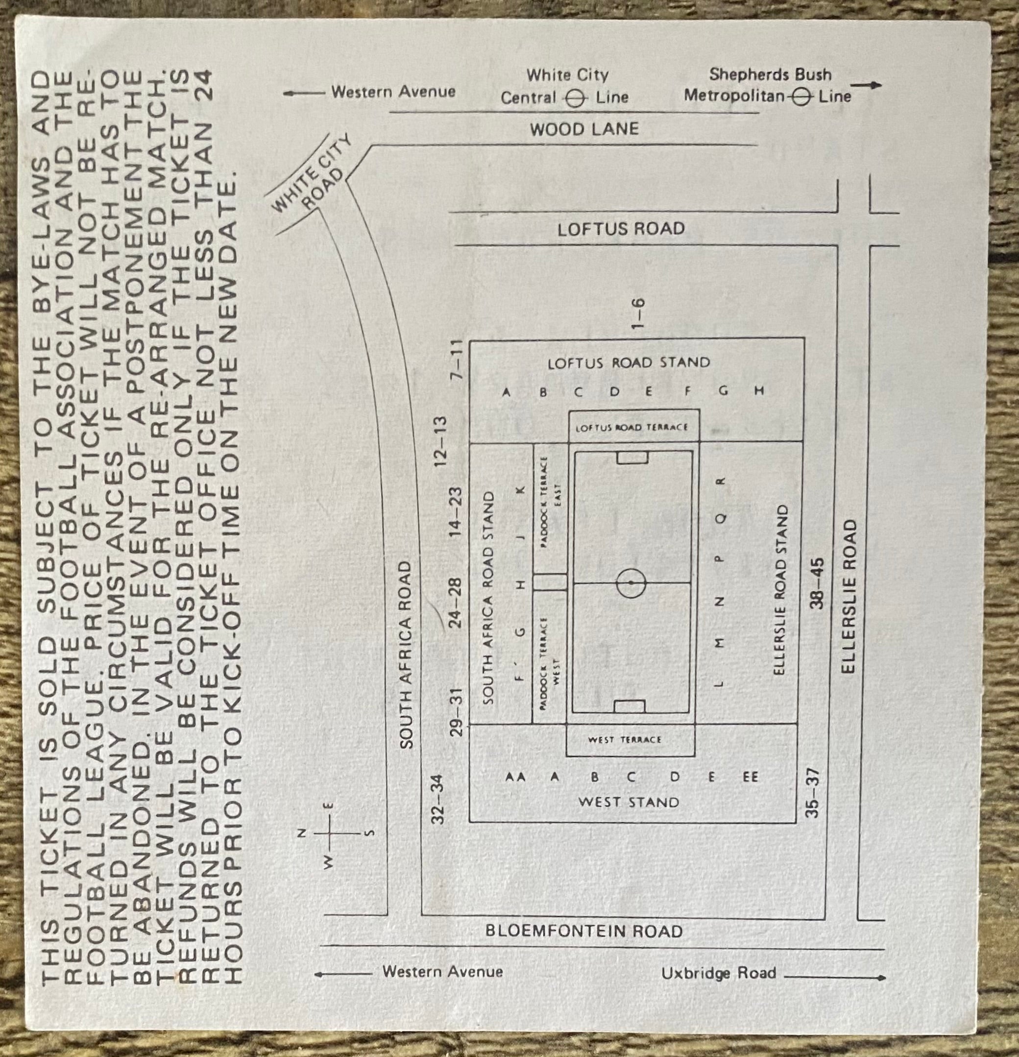 1984/85 ORIGINAL DIVISION ONE TICKET QUEENS PARK RANGERS V SUNDERLAND