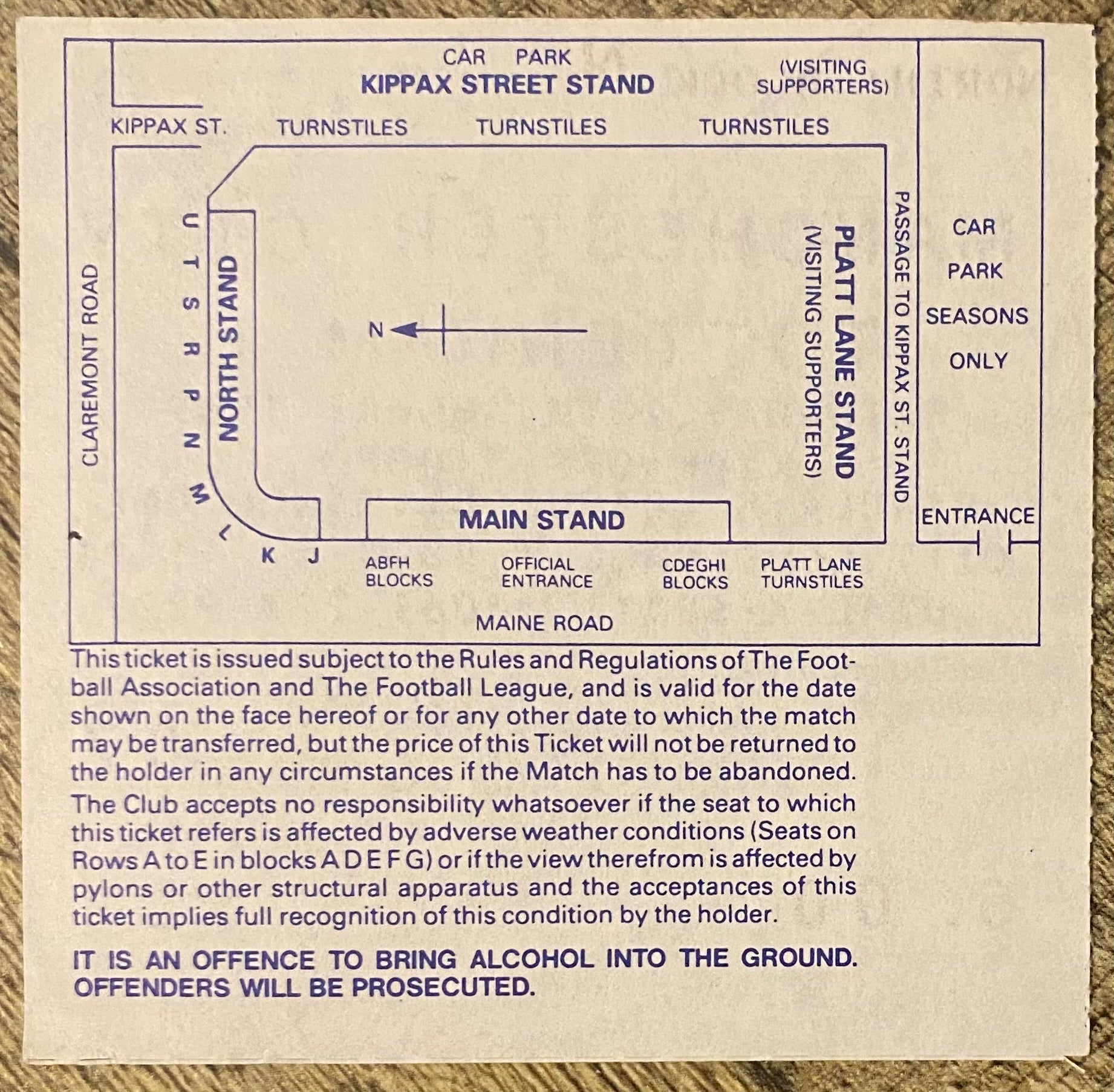 1989/90 ORIGINAL DIVISION 1 TICKET MANCHESTER CITY V TOTTENHAM HOTSPUR