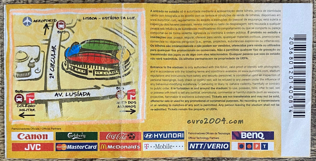 2004 ORIGINAL EUROPEAN CHAMPIONSHIPS TICKET ENGLAND V CROATIA @ LISBON