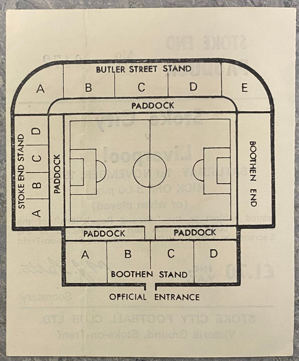 1980/81 ORIGINAL DIVISION 1 TICKET STOKE CITY V LIVERPOOL