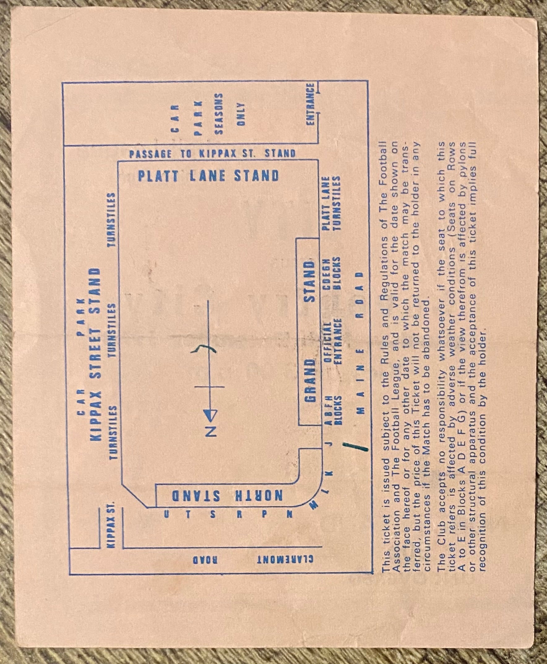 1976/77 ORIGINAL DIVISION 1 TICKET MANCHESTER CITY V COVENTRY CITY