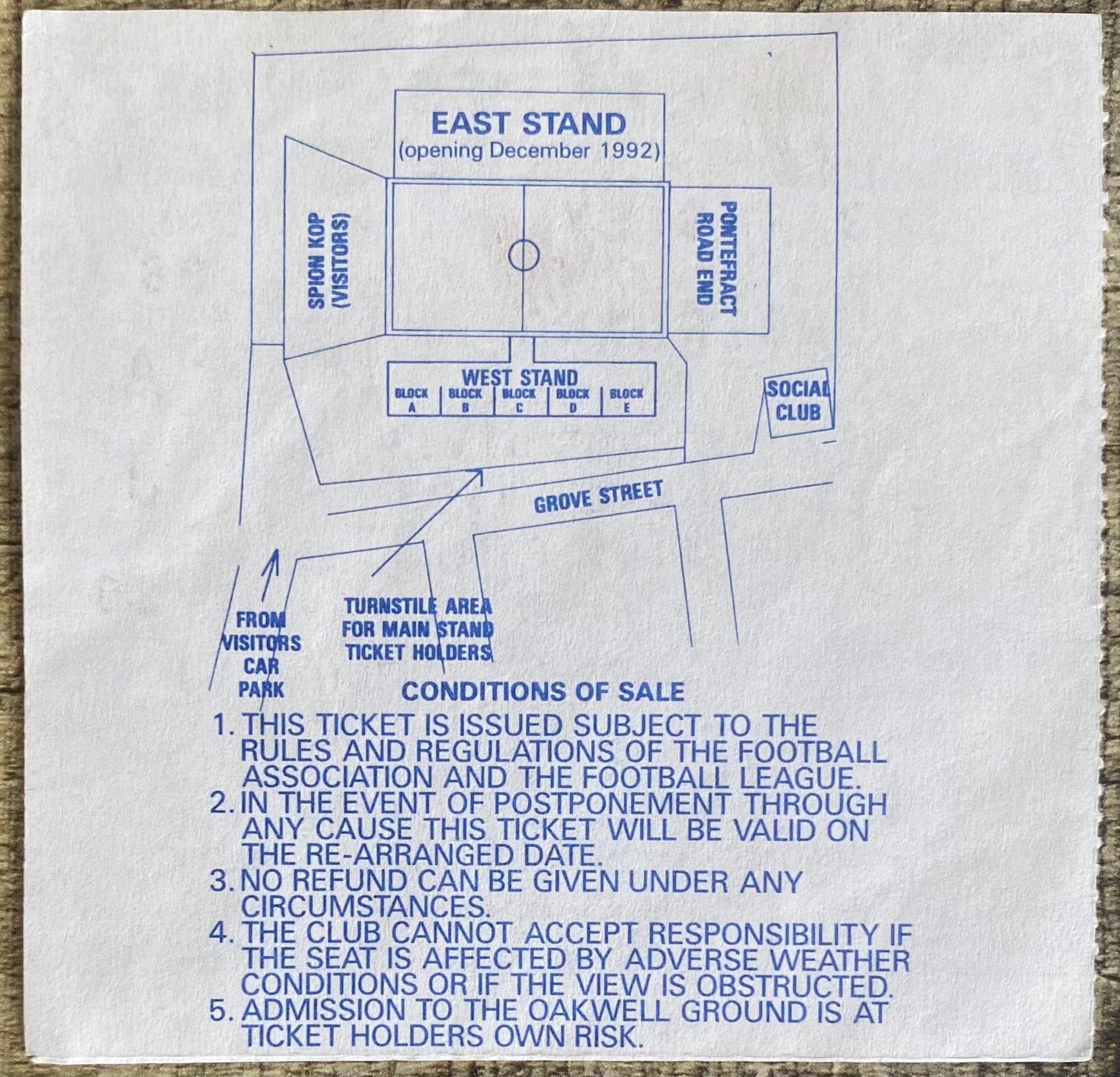 1992/93 ORIGINAL DIVISION 1 TICKET BARNSLEY V SUNDERLAND