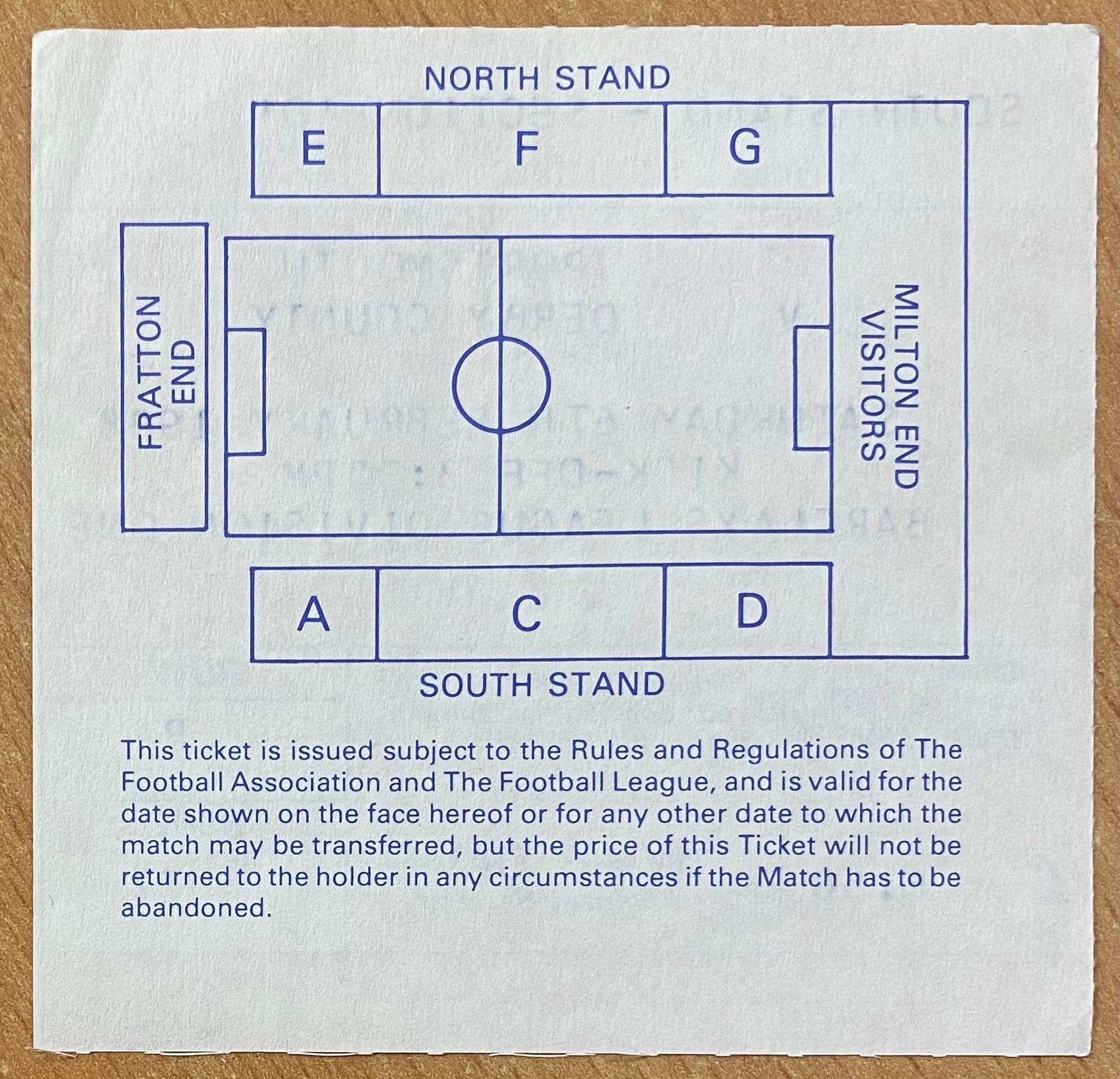 1987/88 ORIGINAL DIVISION 1 TICKET PORTSMOUTH V DERBY COUNTY
