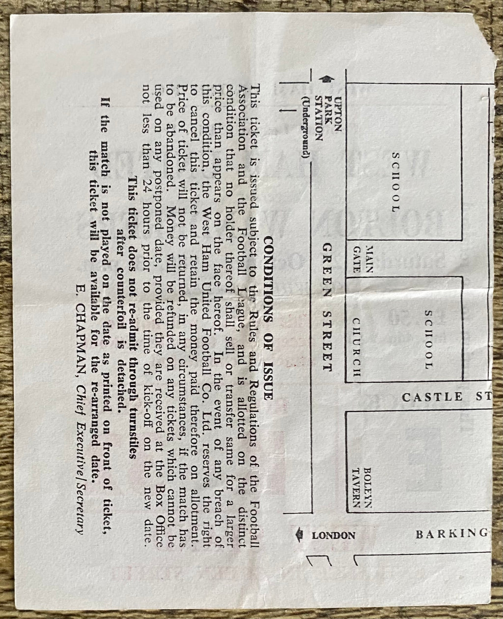 1980/81 ORIGINAL DIVISION 2 TICKET WEST HAM UNITED V BOLTON WANDERERS