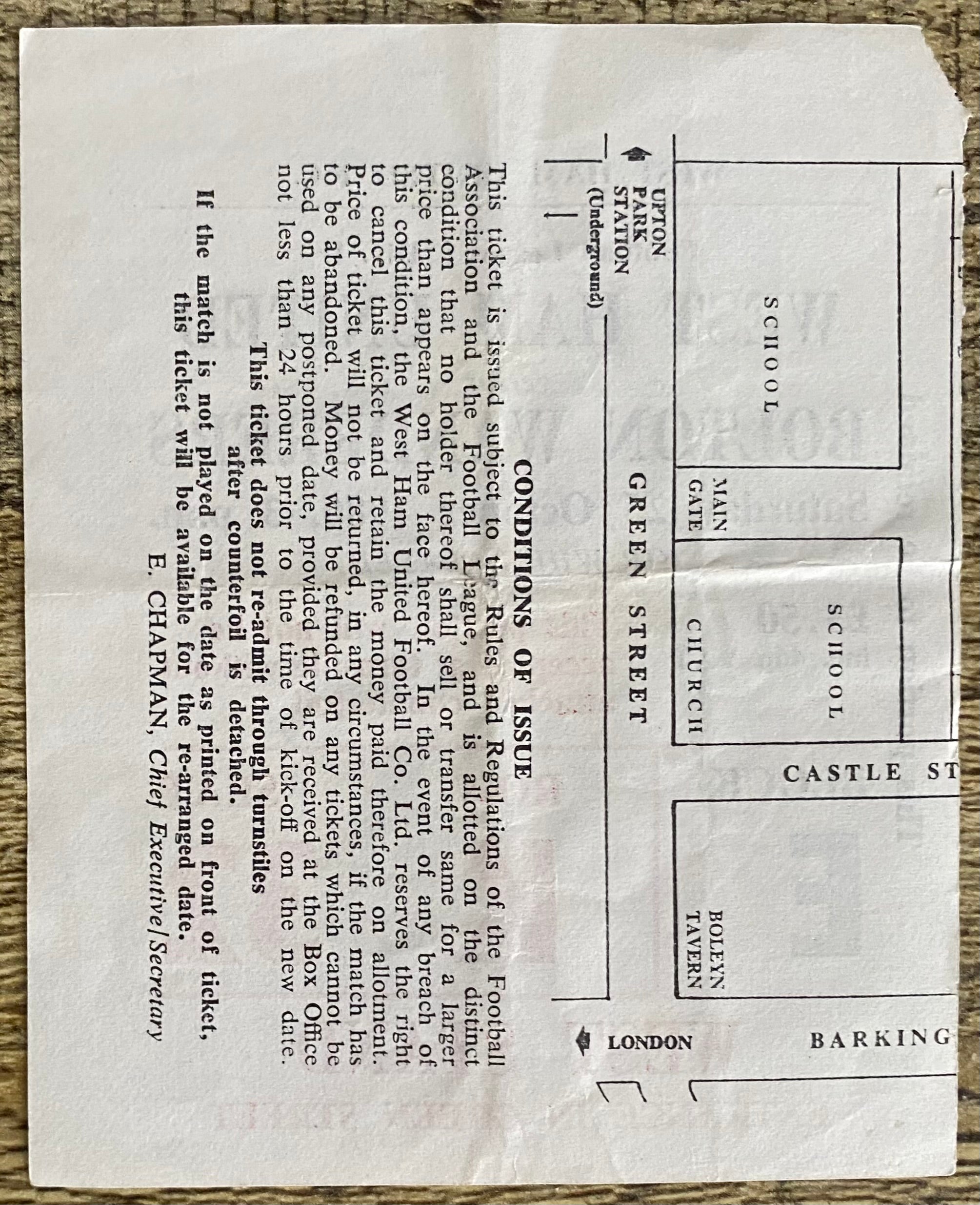 1980/81 ORIGINAL DIVISION 2 TICKET WEST HAM UNITED V BOLTON WANDERERS
