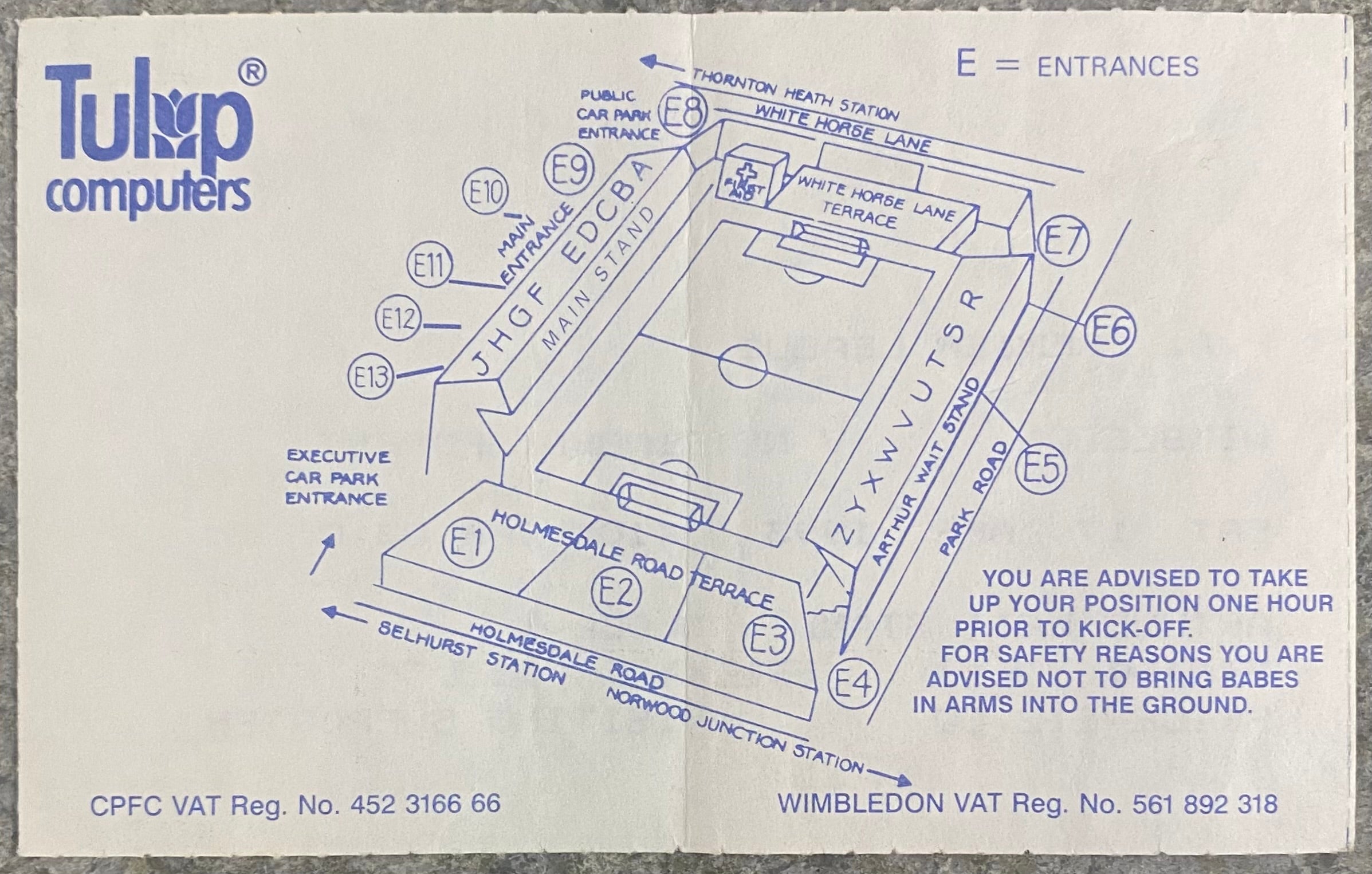 1992/93 ORIGINAL PREMIER LEAGUE TICKET WIMBLEDON V NOTTINGHAM FOREST