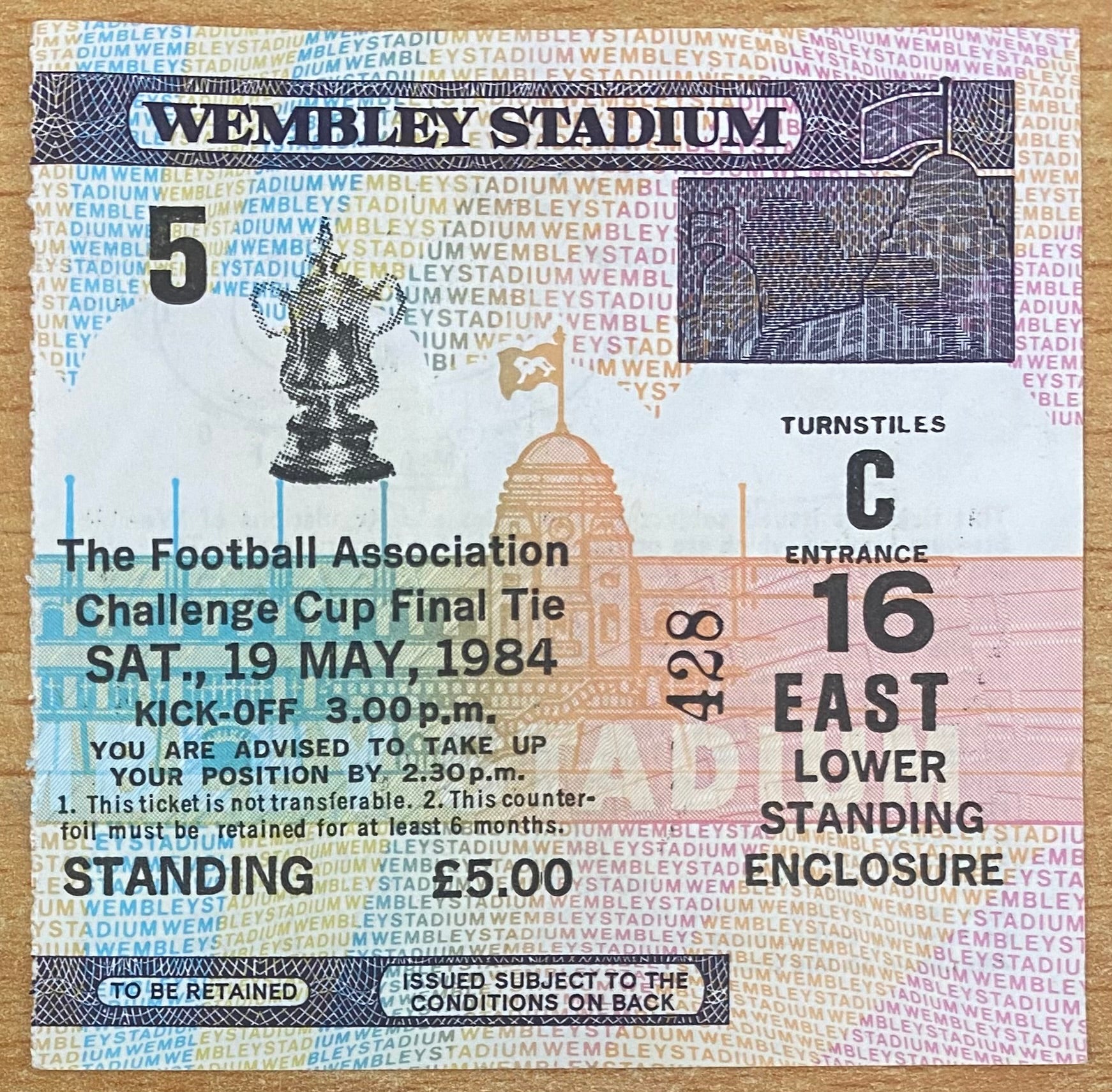 1984 ORIGINAL FA CUP FINAL TICKET EVERTON V WATFORD