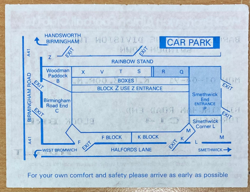 1990/91 ORIGINAL DIVISION 2 TICKET WEST BROMWICH ALBION V SWINDON TOWN