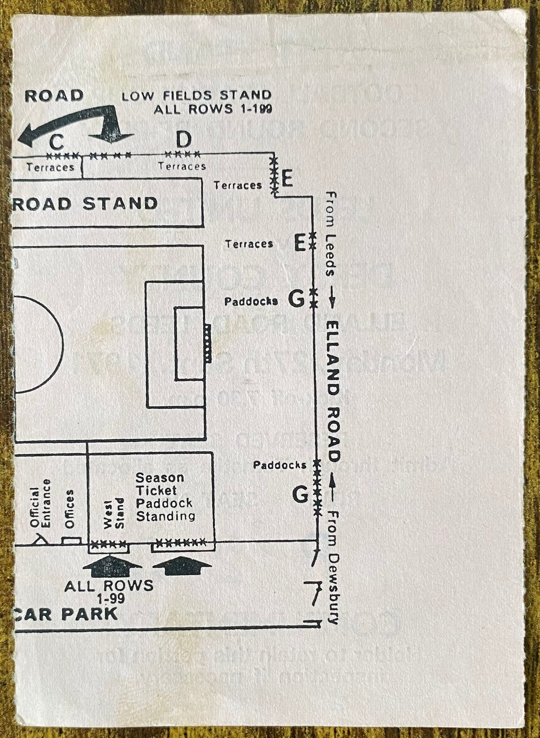 1971/72 ORIGINAL LEAGUE CUP 2ND ROUND REPLAY TICKET LEEDS UNITED V DERBY COUNTY